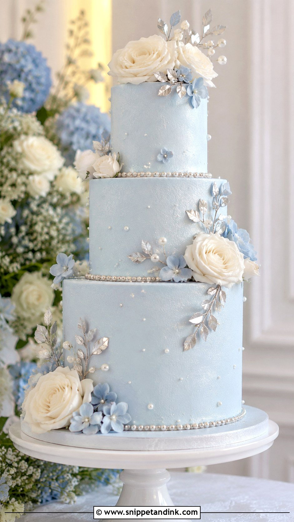 Light Blue And Silver Wedding Cake - Snippet and Ink - 20 Silver and Blue Cake Ideas for Wedding