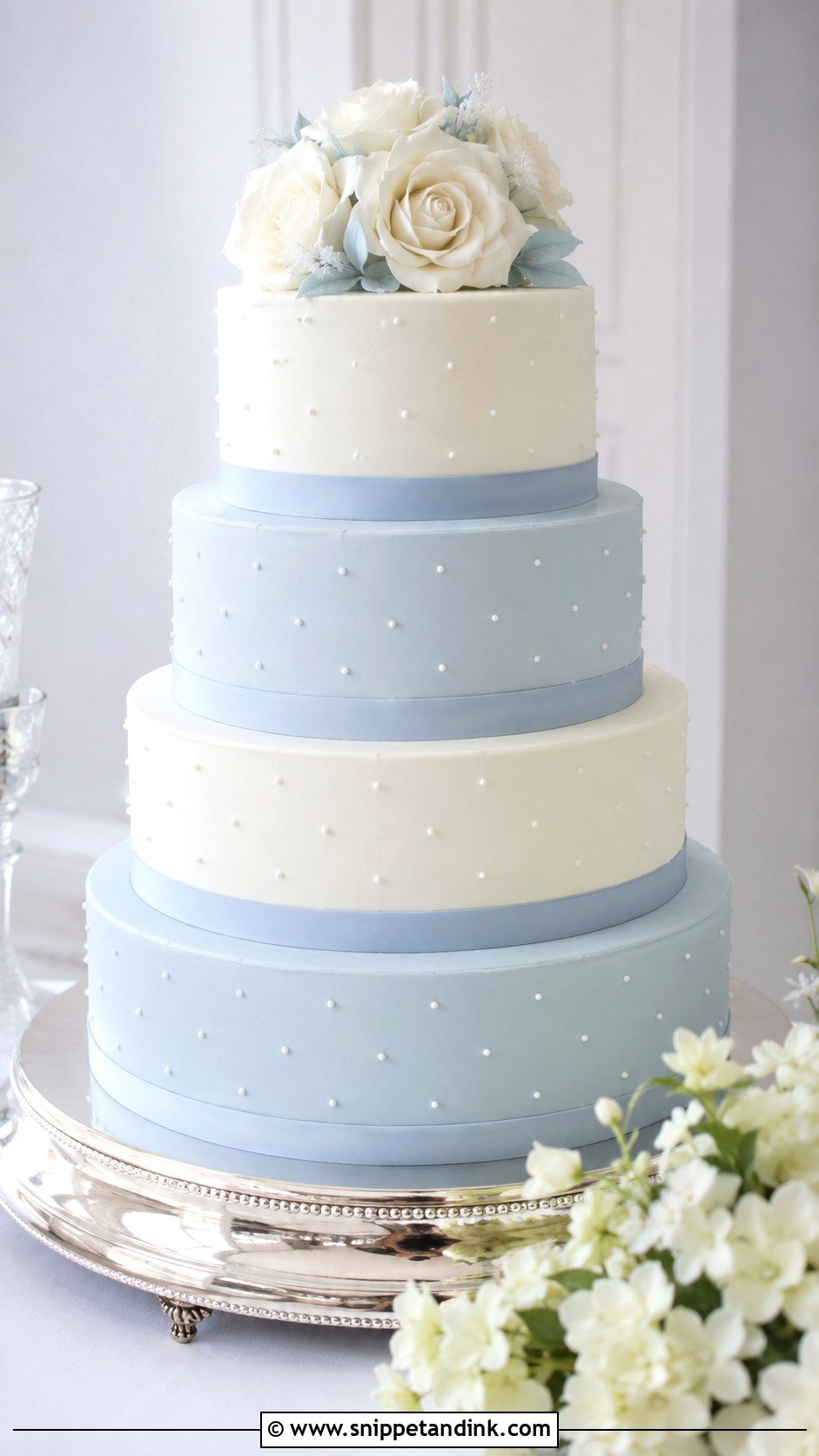 Light Blue And White Wedding Cake - Snippet and Ink - 20 Light Blue Wedding Cakes