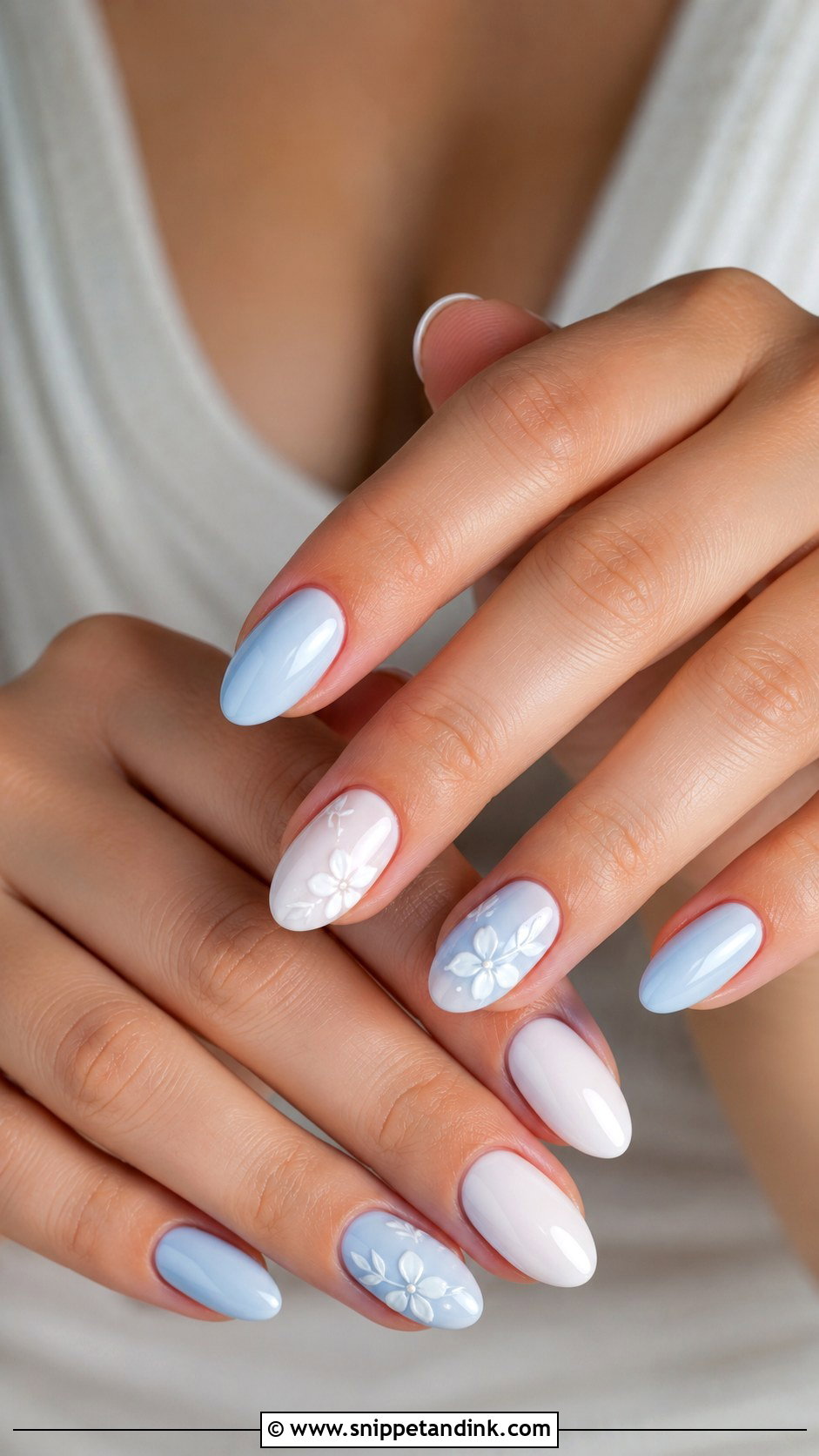 Light Blue And White Wedding Nails - Snippet and Ink - 20 Light Blue Wedding Nails
