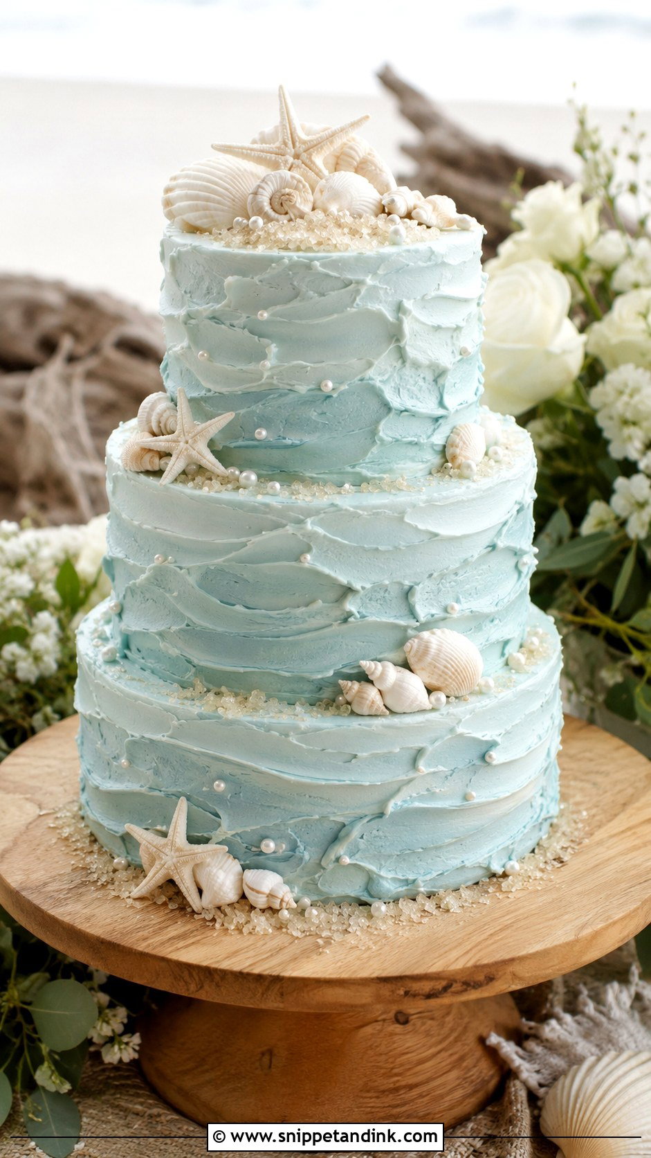 Light Blue Beach Wedding Cake - Snippet and Ink - 20 Light Blue Wedding Cakes
