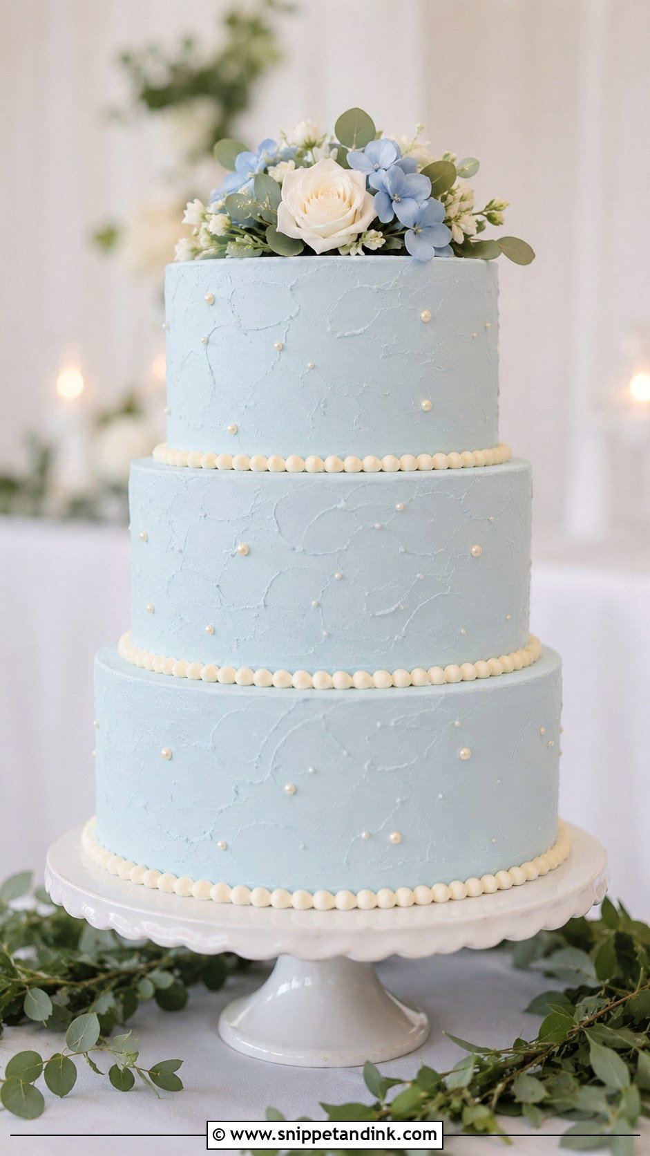 Light Blue Buttercream Wedding Cake - Snippet and Ink - 20 Light Blue Wedding Cakes