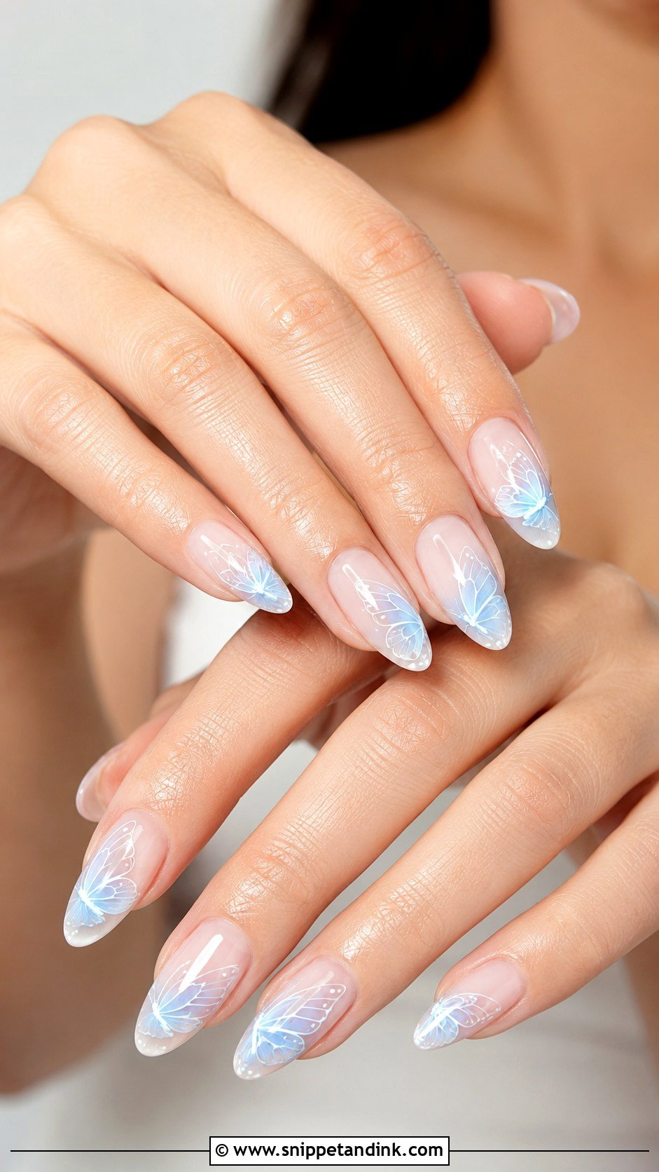 Light Blue Butterfly Wedding Nails - Snippet and Ink - 20 Light Blue Wedding Nails