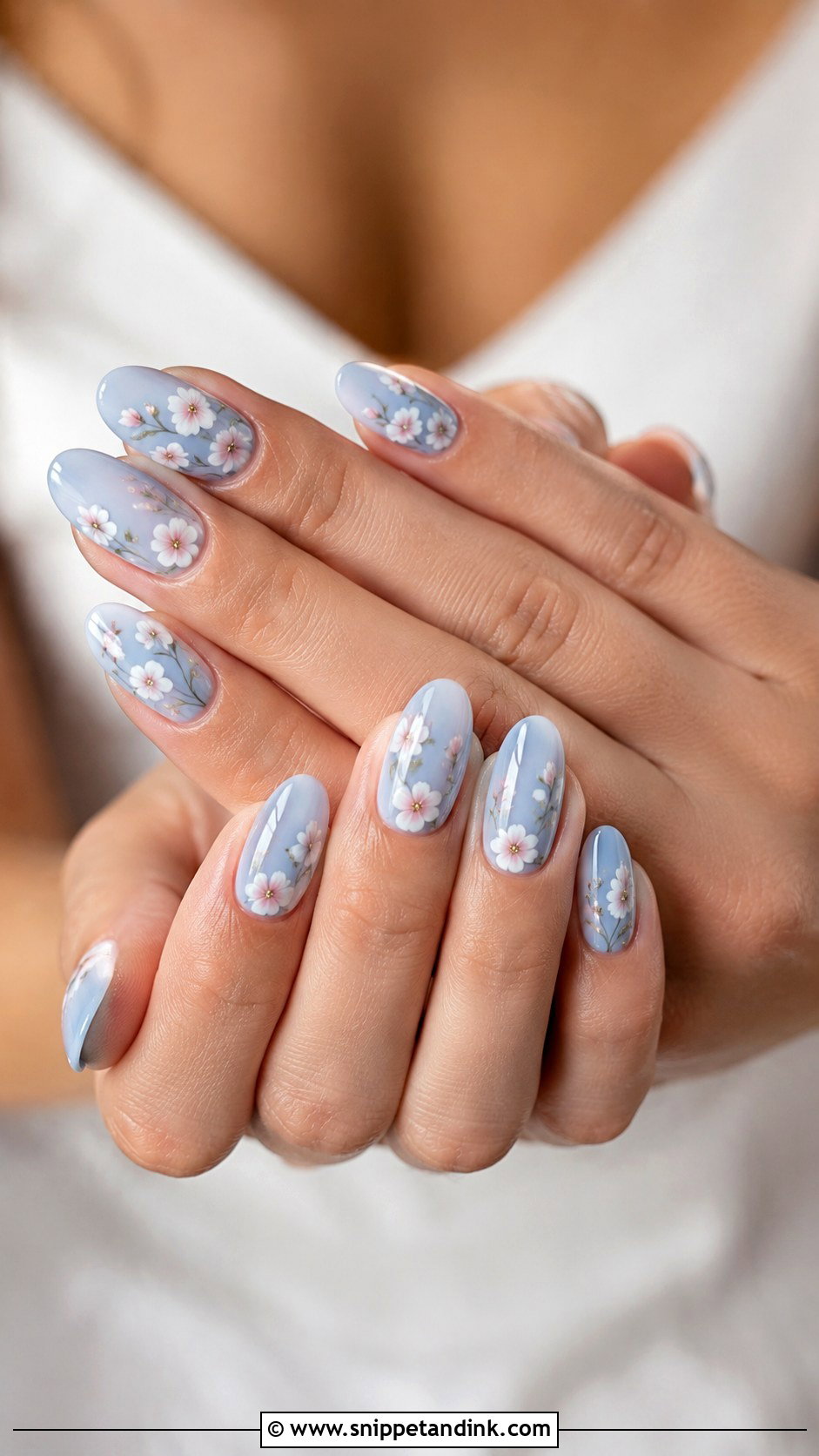 Light Blue Floral Wedding Nails - Snippet and Ink - 20 Light Blue Wedding Nails