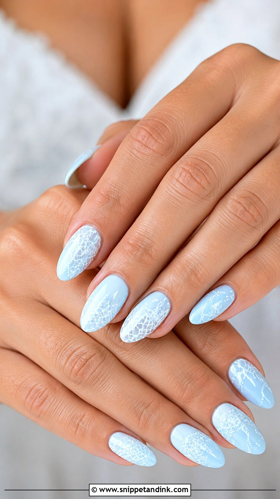 Light Blue Lace Wedding Nails - Snippet and Ink - 20 Light Blue Wedding Nails