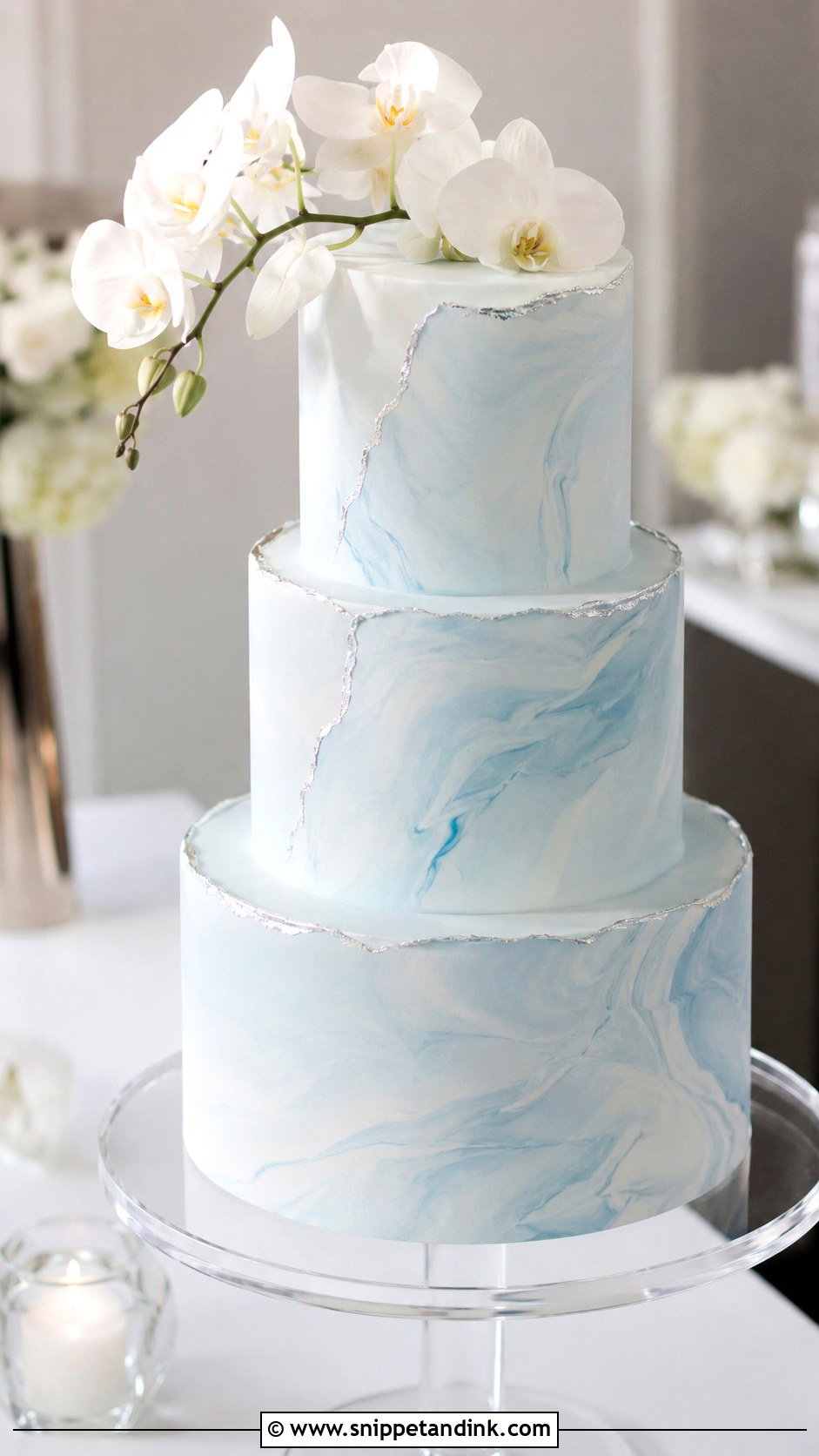 Light Blue Marble Wedding Cake - Snippet and Ink - 20 Light Blue Wedding Cakes
