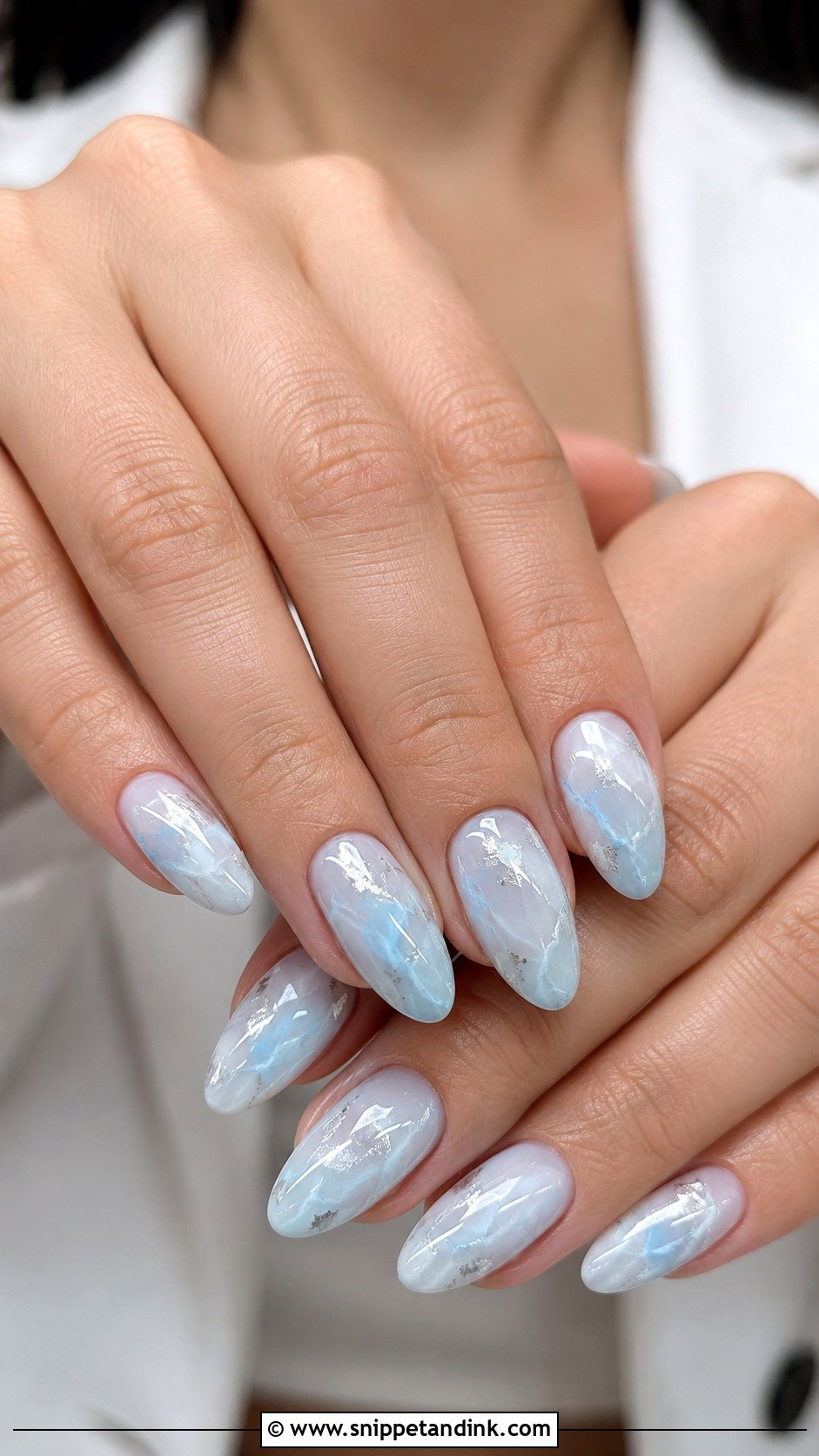 Light Blue Marble Wedding Nails - Snippet and Ink - 20 Light Blue Wedding Nails