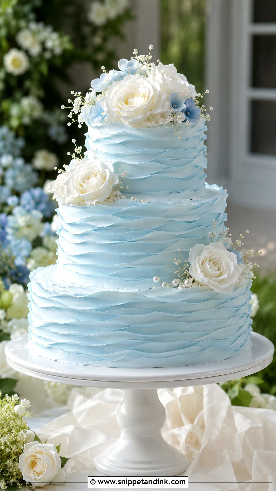 Light Blue Ruffle Wedding Cake - Snippet and Ink - 20 Light Blue Wedding Cakes