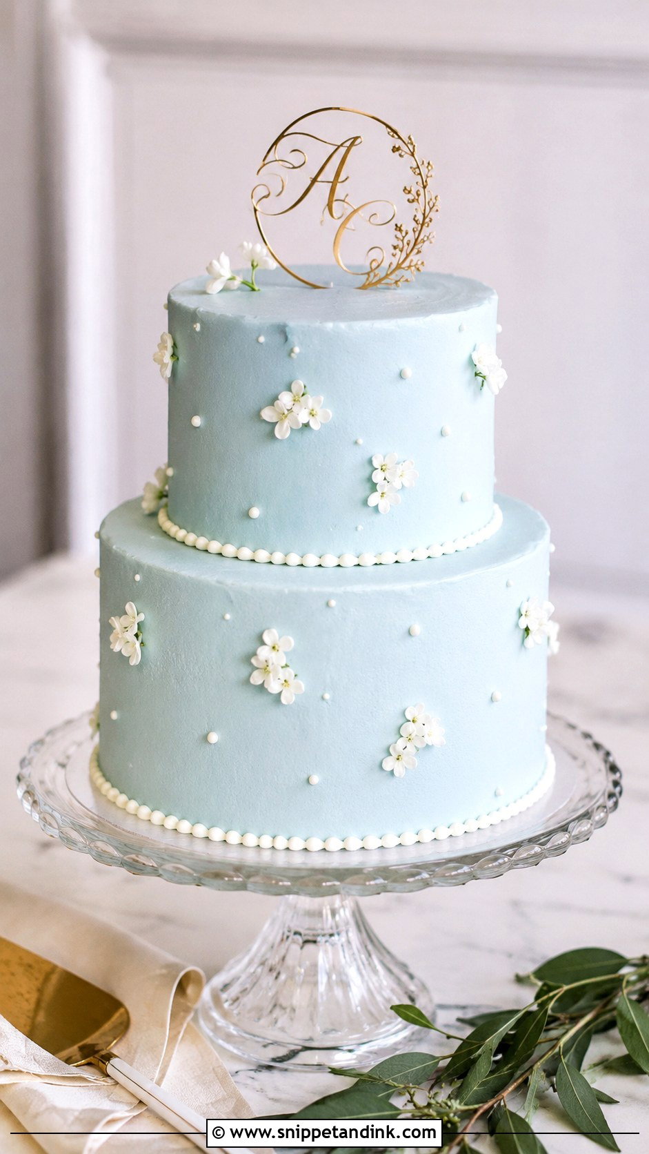 Light Blue Small Wedding Cake - Snippet and Ink - 20 Light Blue Wedding Cakes