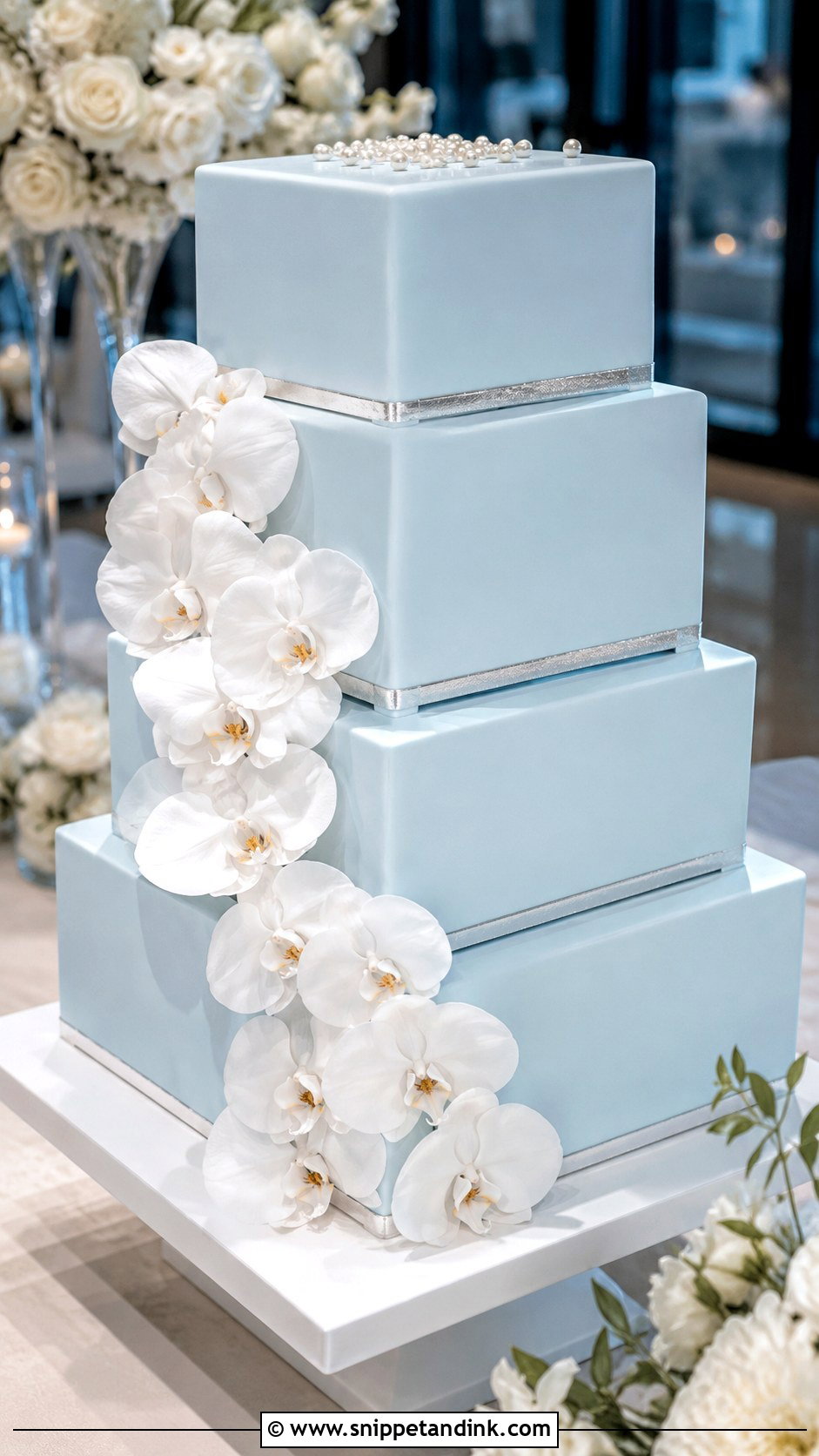 Light Blue Square Wedding Cake - Snippet and Ink - 20 Light Blue Wedding Cakes