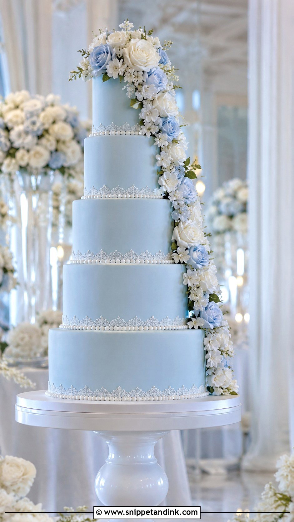 Light Blue Tall Wedding Cake - Snippet and Ink - 20 Light Blue Wedding Cakes