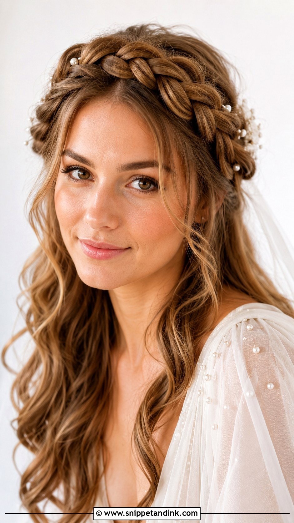 Light Brown Wedding Hair Braided Crown - Snippet and Ink - 15 Light Brown Wedding Hair Ideas