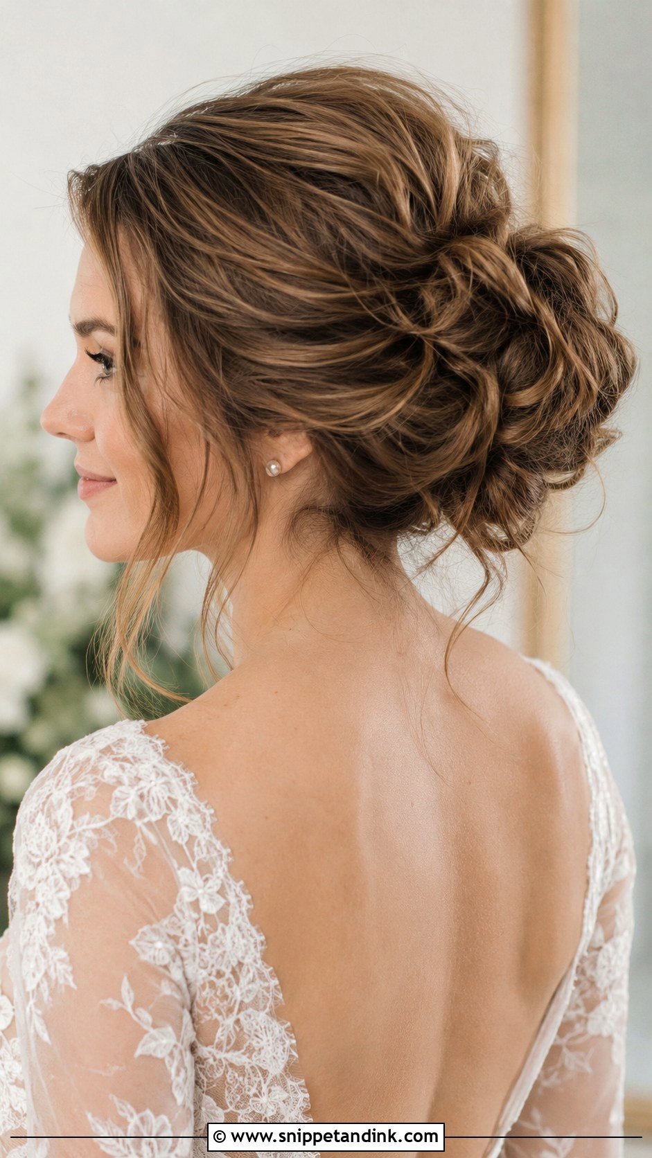Light Brown Wedding Hair Messy Bun - Snippet and Ink - 15 Light Brown Wedding Hair Ideas