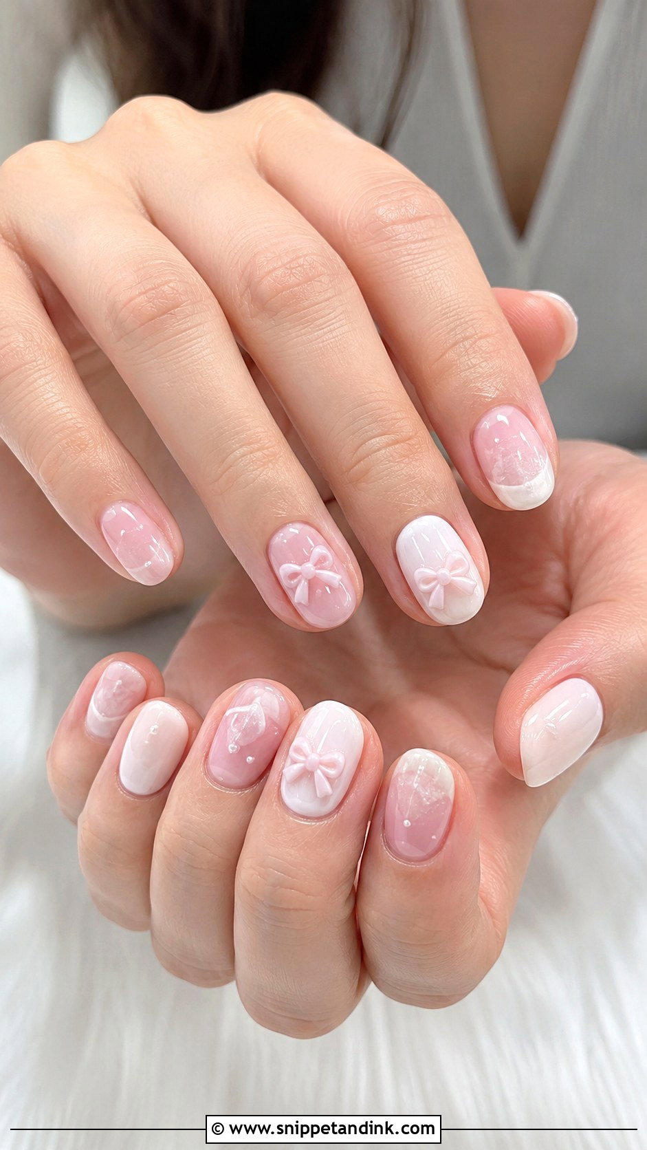 Light Pink Bow Wedding Nails - Snippet and Ink - 20 Light Pink Wedding Nails