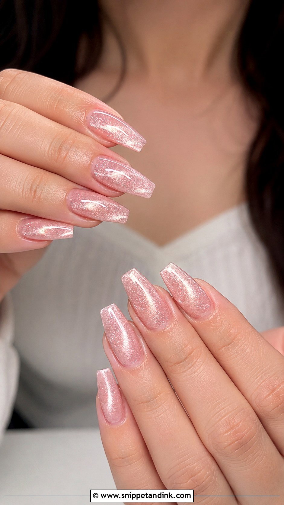 Light Pink Cat Eye Wedding Nails - Snippet and Ink - 20 Light Pink Wedding Nails