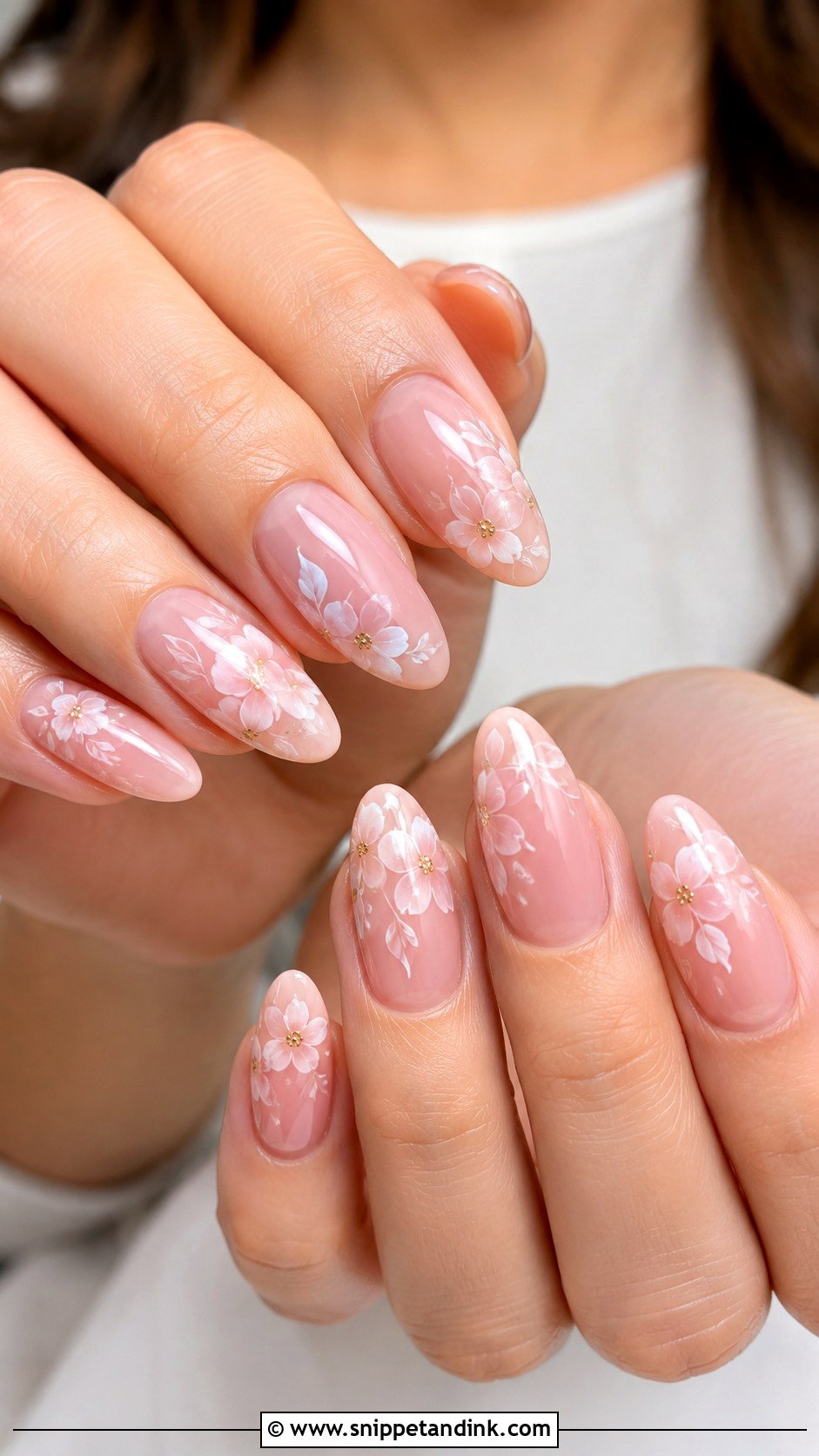 Light Pink Floral Wedding Nails - Snippet and Ink - 20 Light Pink Wedding Nails
