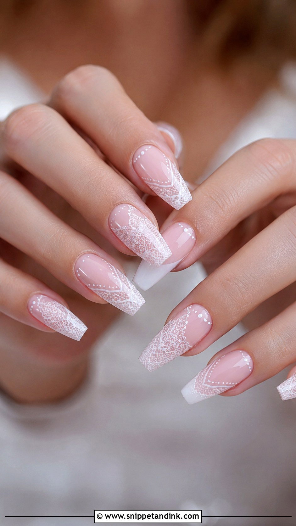Light Pink Lace Wedding Nails - Snippet and Ink - 20 Light Pink Wedding Nails