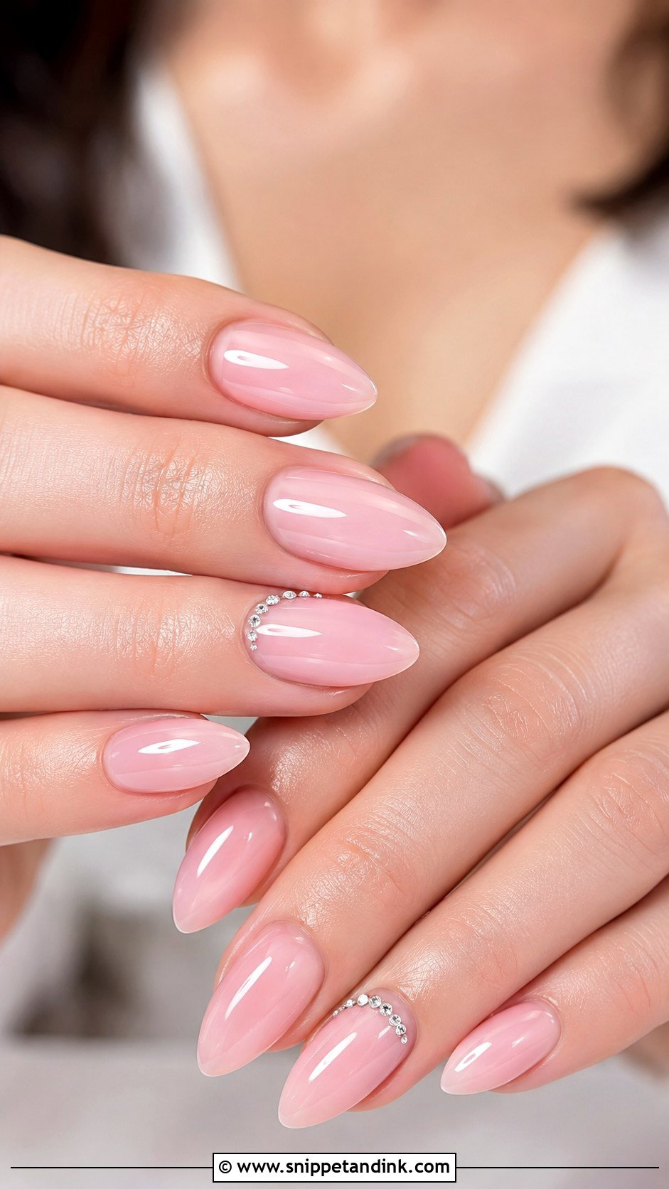 Light Pink Rhinestone Bridal Nails - Snippet and Ink - 20 Light Pink Bridal Nails