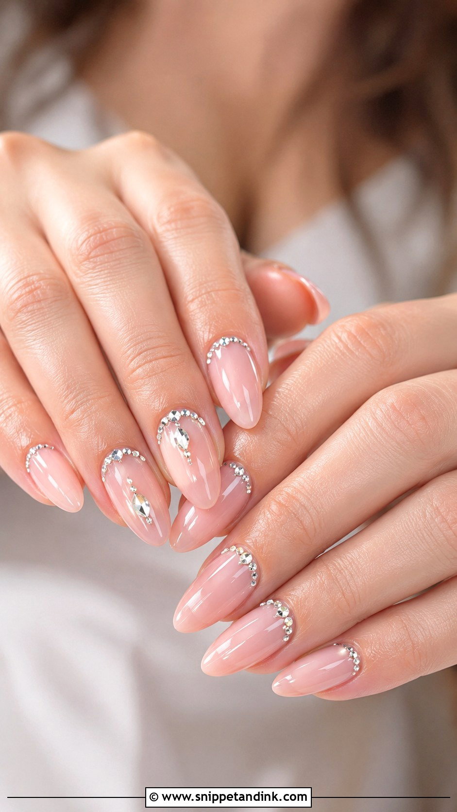 Light Pink Rhinestone Wedding Nails - Snippet and Ink - 20 Light Pink Wedding Nails