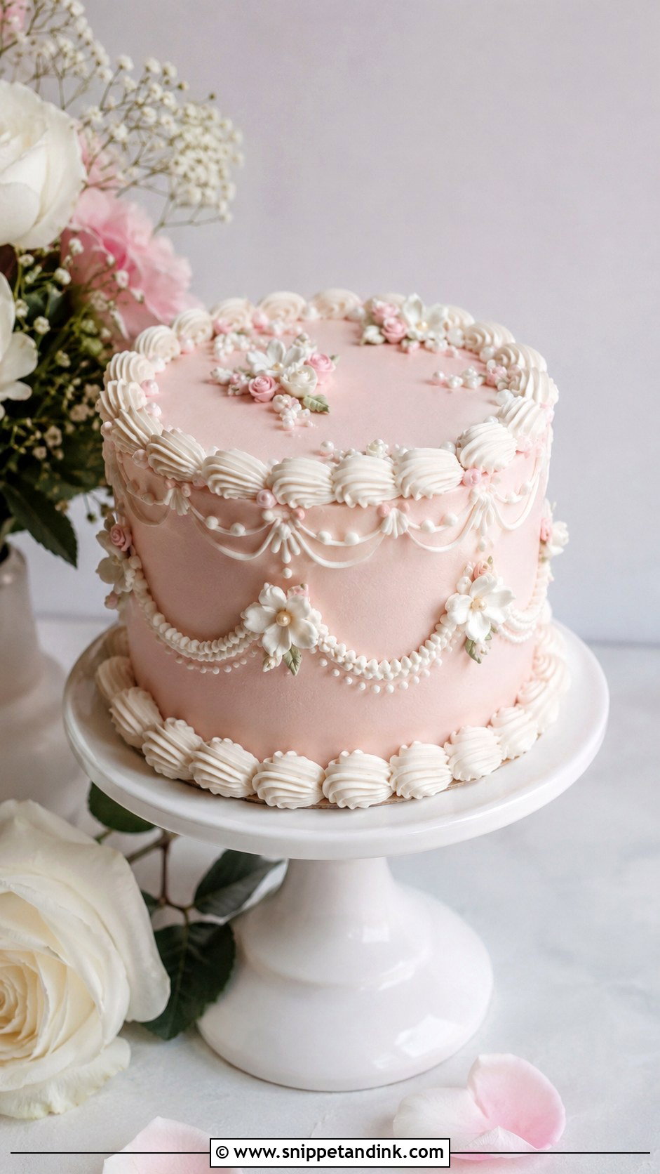 Light Pink Vintage Mini Wedding Cake - Snippet and Ink - 20 Light Pink Vintage Cake Ideas for Wedding