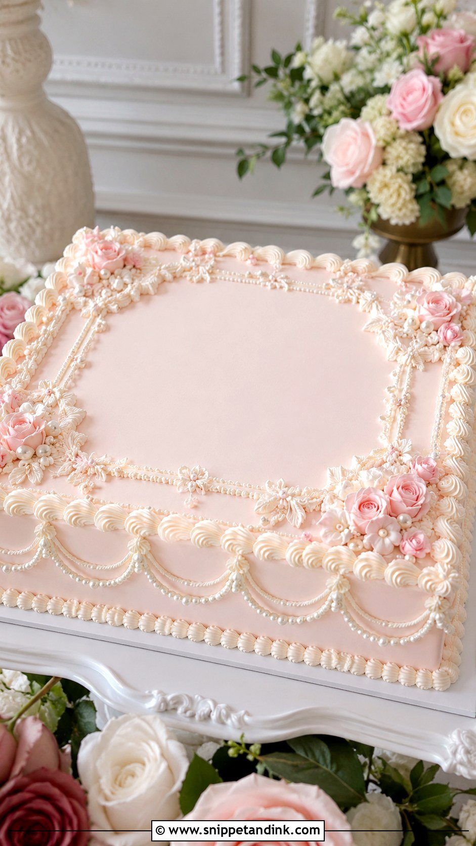 Light Pink Vintage Sheet Wedding Cake - Snippet and Ink - 20 Light Pink Vintage Cake Ideas for Wedding