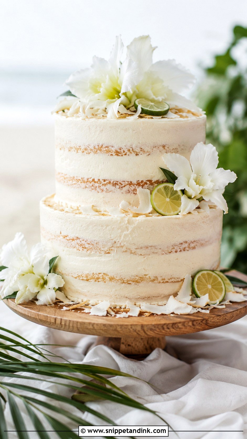 Lightly Iced Beach Wedding Cake - Snippet and Ink - 20 Lightly Iced Wedding Cake Ideas