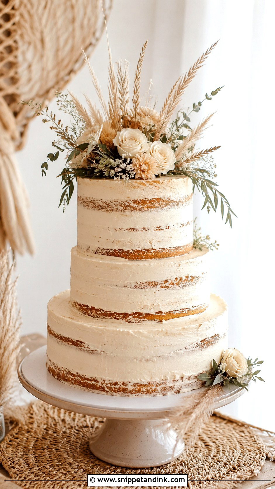 Lightly Iced Boho Wedding Cake - Snippet and Ink - 20 Lightly Iced Wedding Cake Ideas