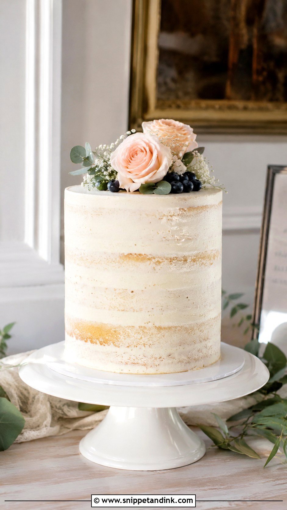 Lightly Iced Small Wedding Cake - Snippet and Ink - 20 Lightly Iced Wedding Cake Ideas