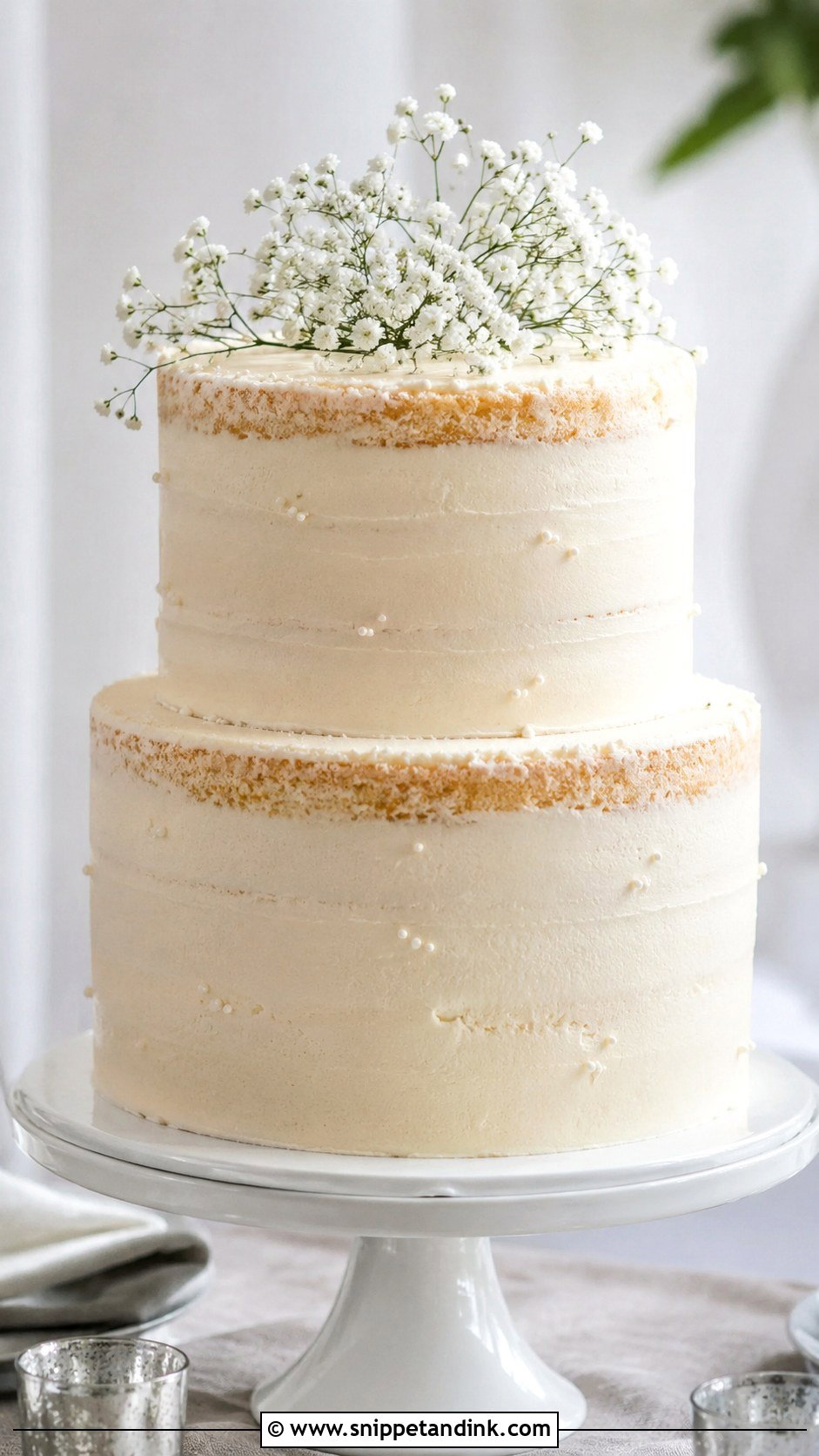 Lightly Iced Vanilla Wedding Cake - Snippet and Ink - 20 Lightly Iced Wedding Cake Ideas