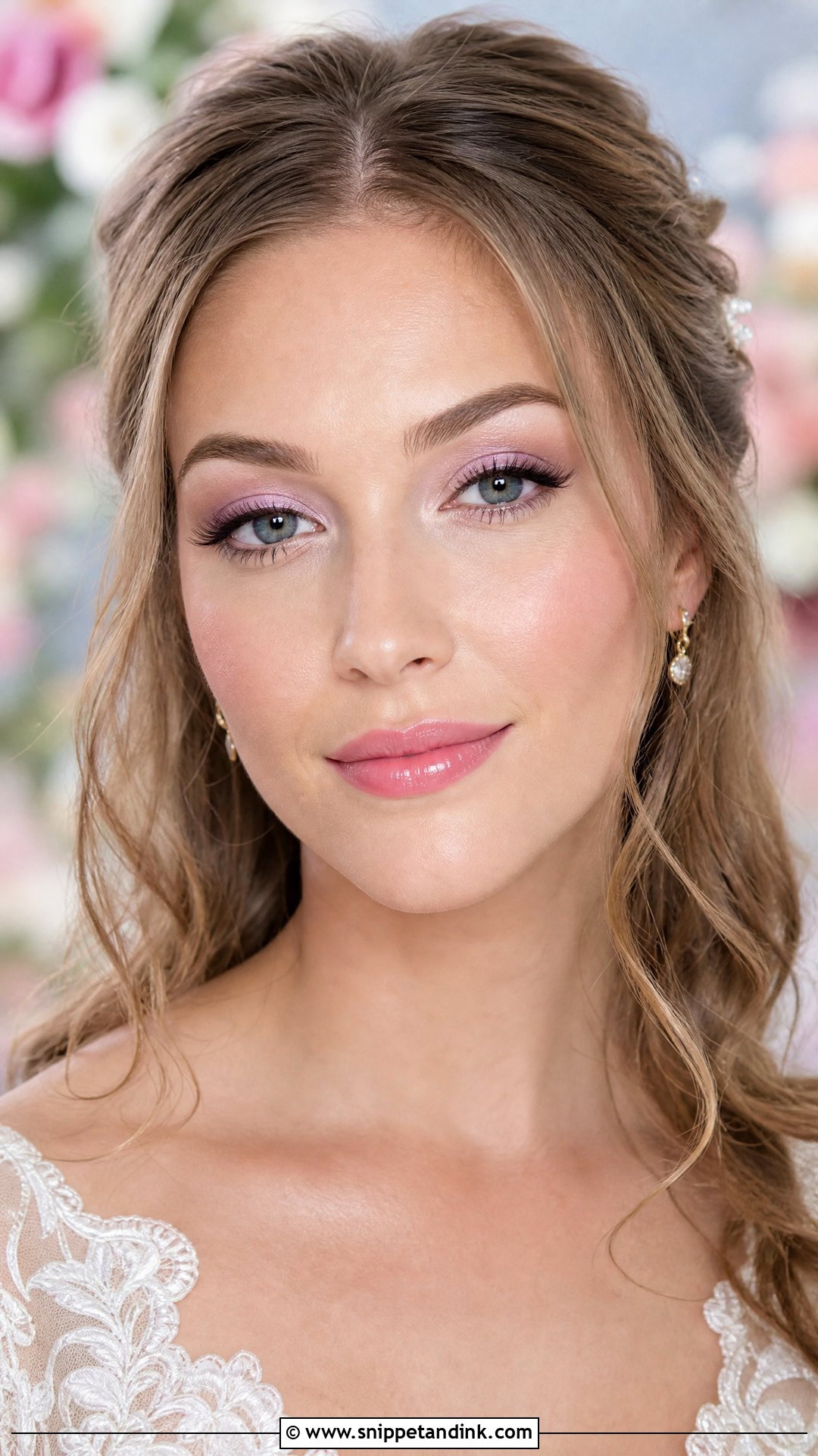 Lilac Bridal Makeup With Pink Lips - Snippet and Ink - 20 Purple Bridal Makeup Ideas