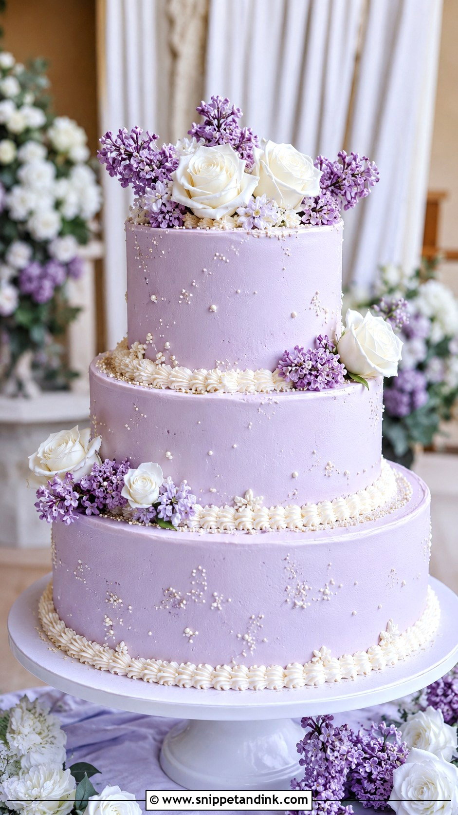 Lilac Buttercream Wedding Cake - Snippet and Ink - 25 Lilac Wedding Cake Ideas
