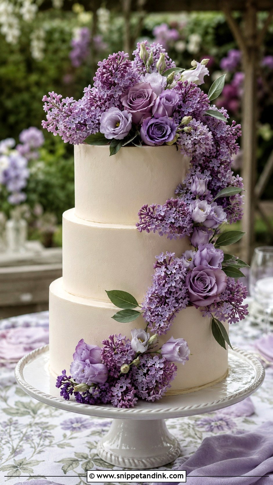 Lilac Floral Wedding Cake - Snippet and Ink - 25 Lilac Wedding Cake Ideas