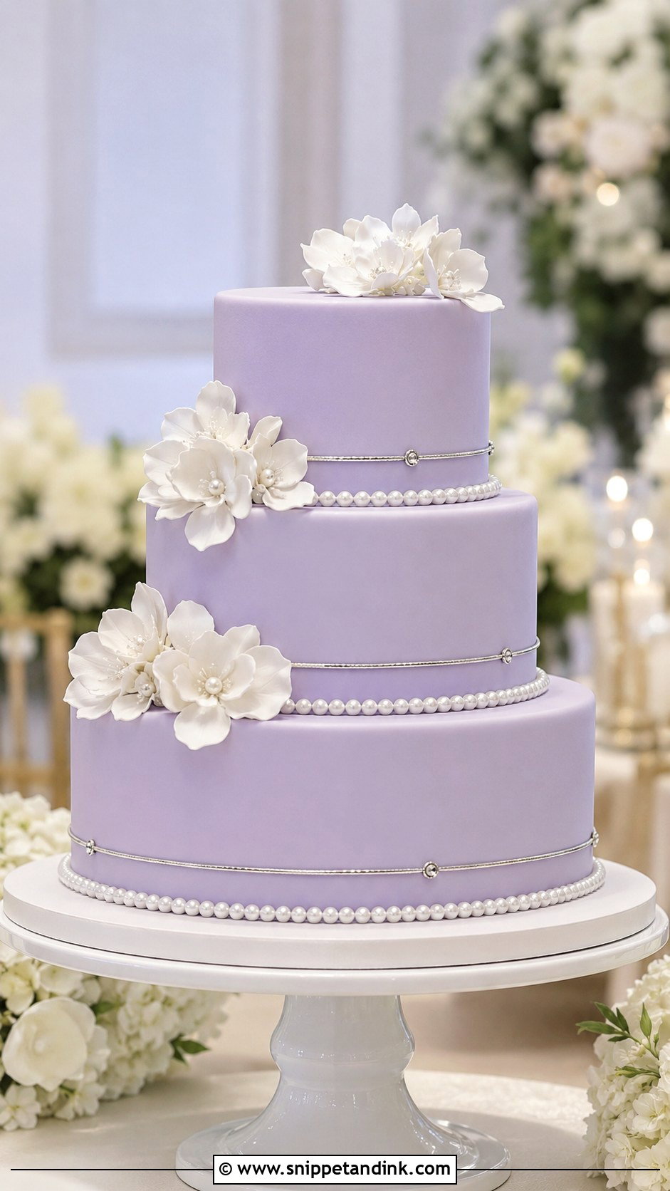 Lilac Fondant Wedding Cake - Snippet and Ink - 25 Lilac Wedding Cake Ideas