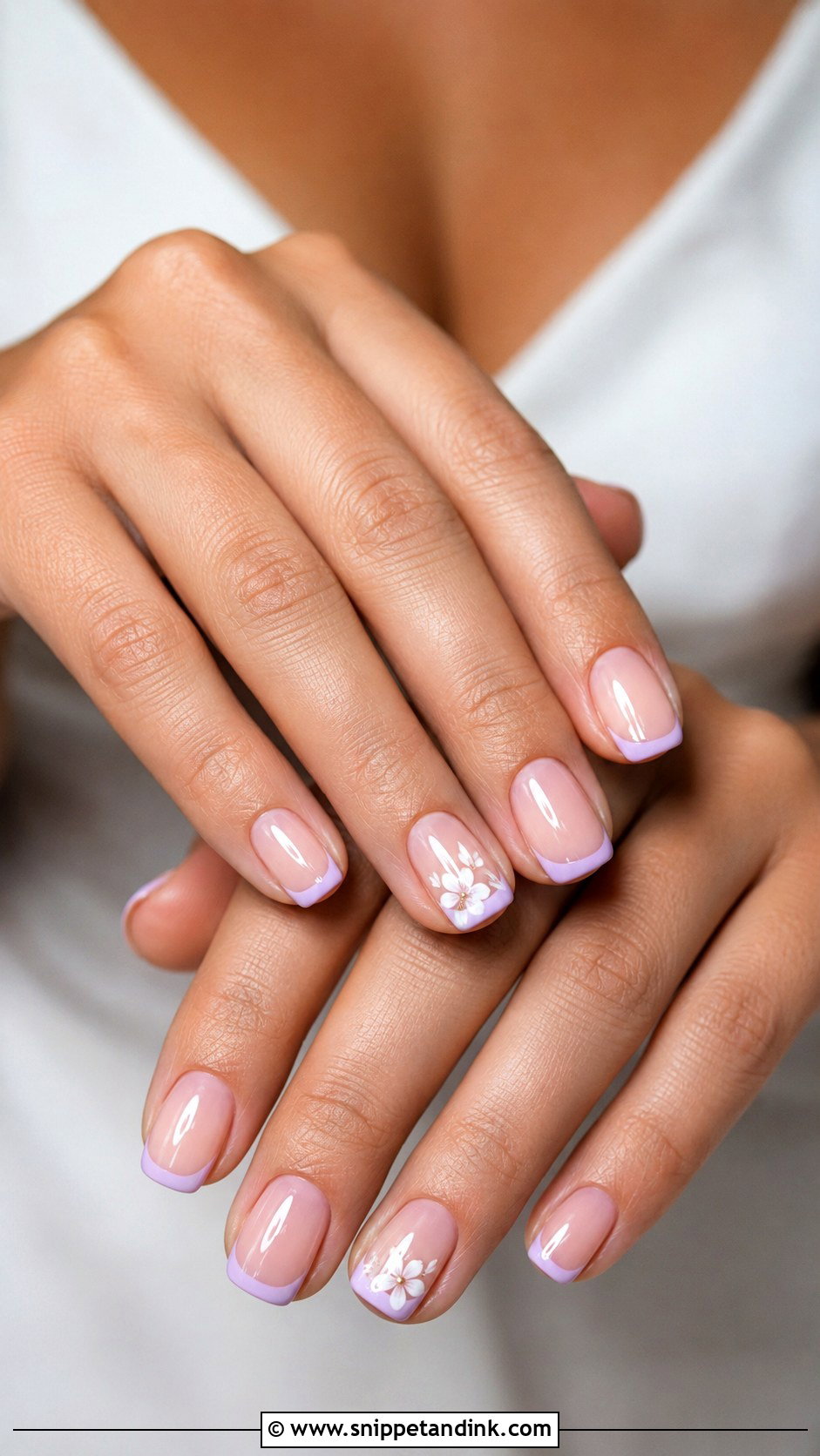 Lilac French Tip Wedding Nails - Snippet and Ink - 20 Colorful Wedding Nails