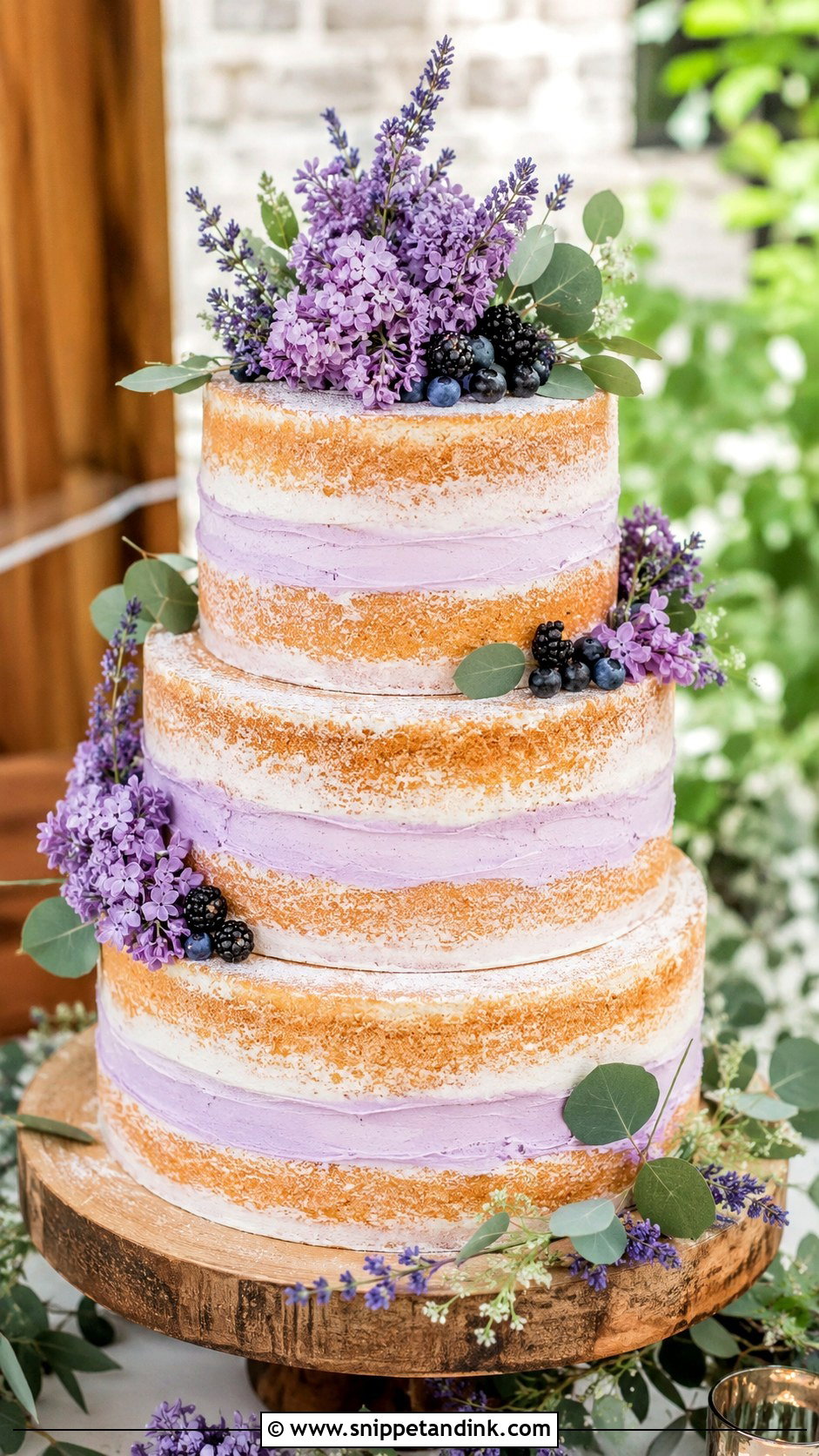Lilac Naked Wedding Cake - Snippet and Ink - 25 Lilac Wedding Cake Ideas