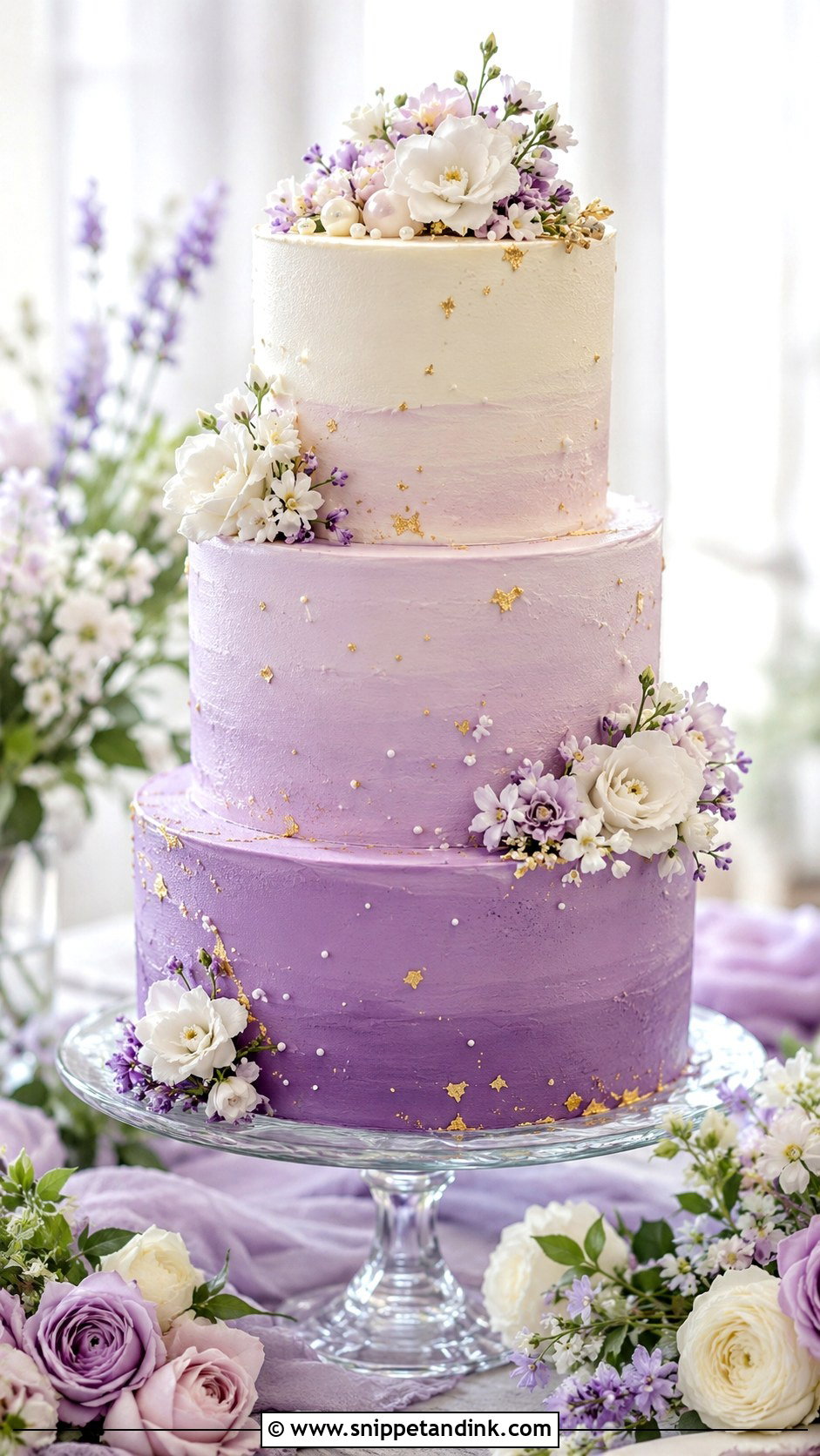 Lilac Ombre Wedding Cake - Snippet and Ink - 25 Lilac Wedding Cake Ideas
