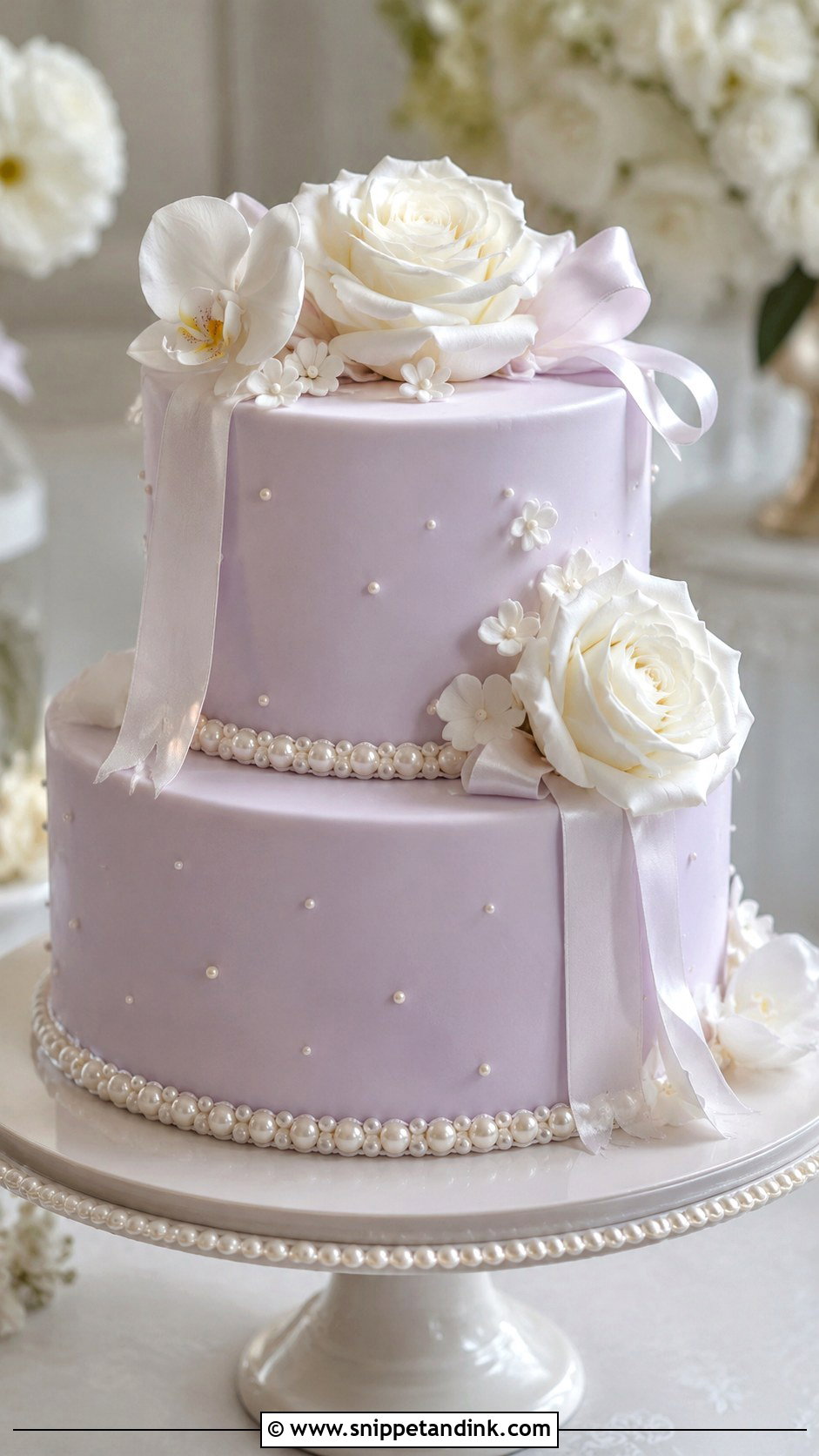 Lilac Pearl Wedding Cake - Snippet and Ink - 25 Lilac Wedding Cake Ideas