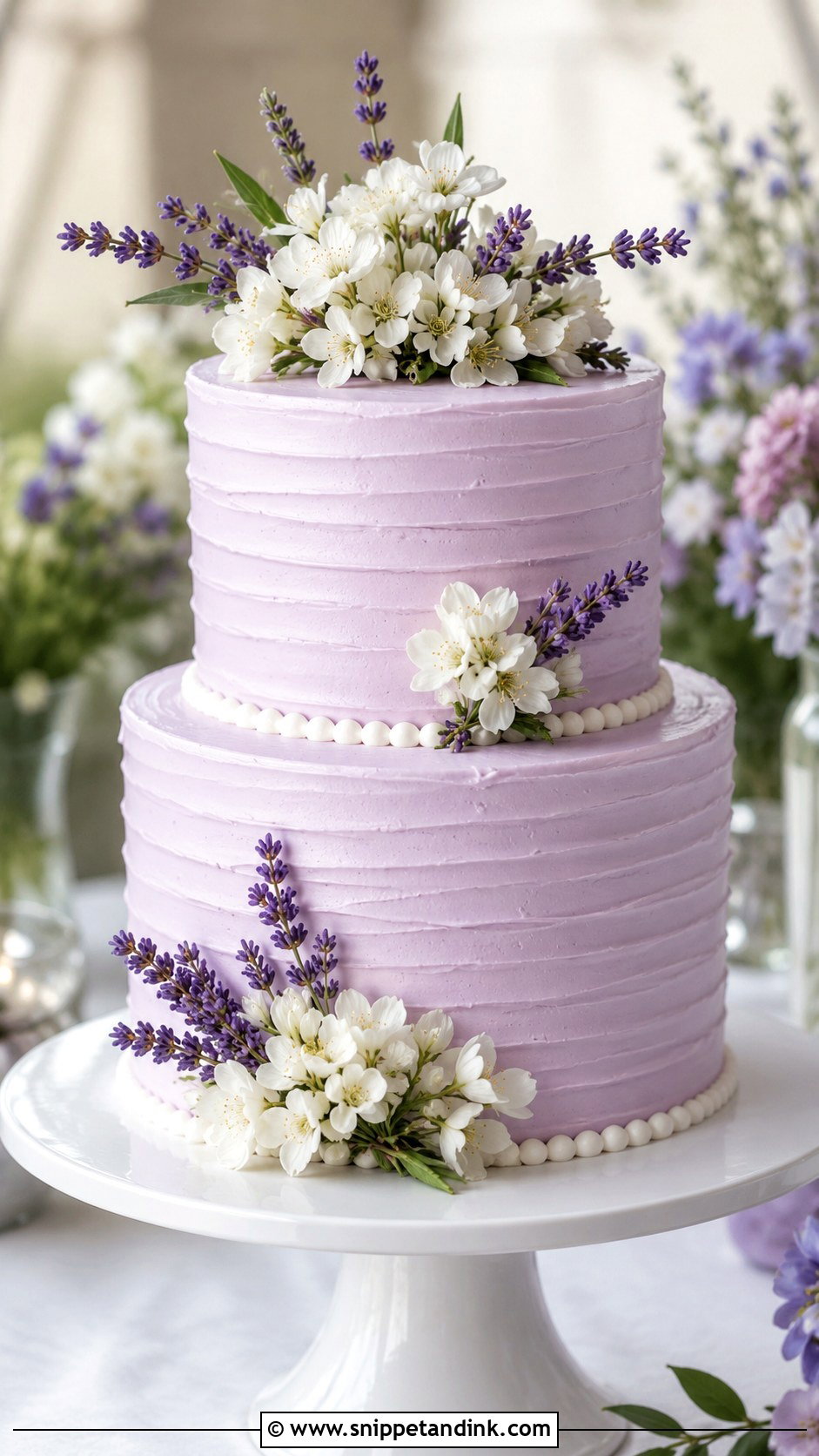Lilac Purple Buttercream Wedding Cake - Snippet and Ink - 20 Lilac Purple Wedding Cake Ideas