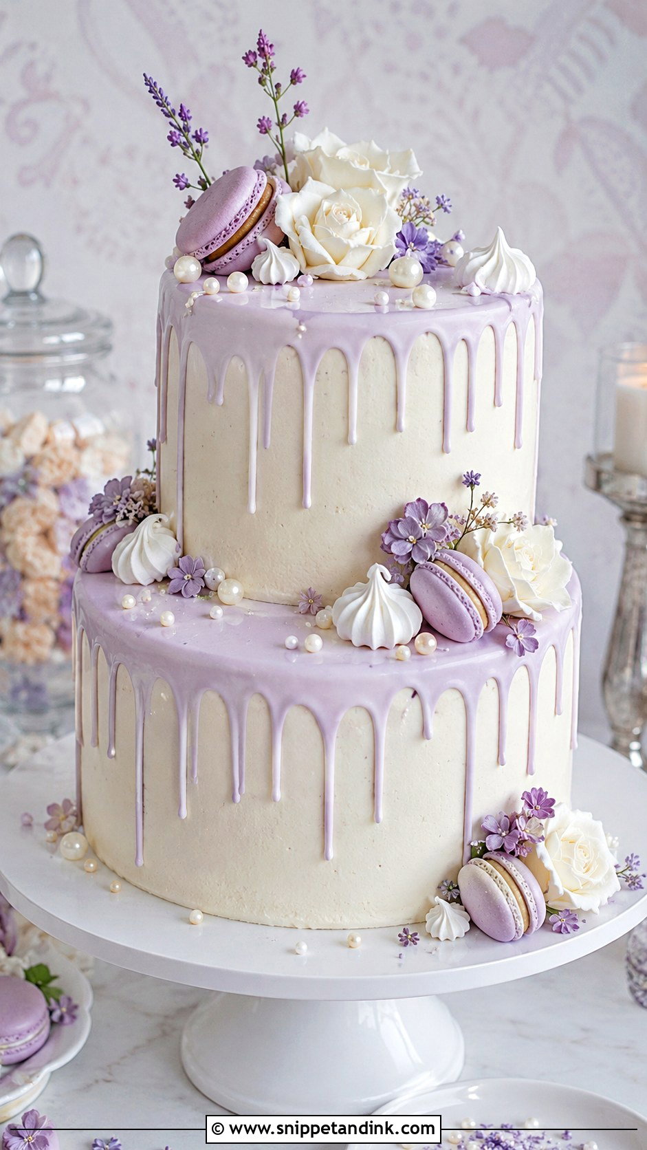 Lilac Purple Drip Wedding Cake - Snippet and Ink - 20 Lilac Purple Wedding Cake Ideas