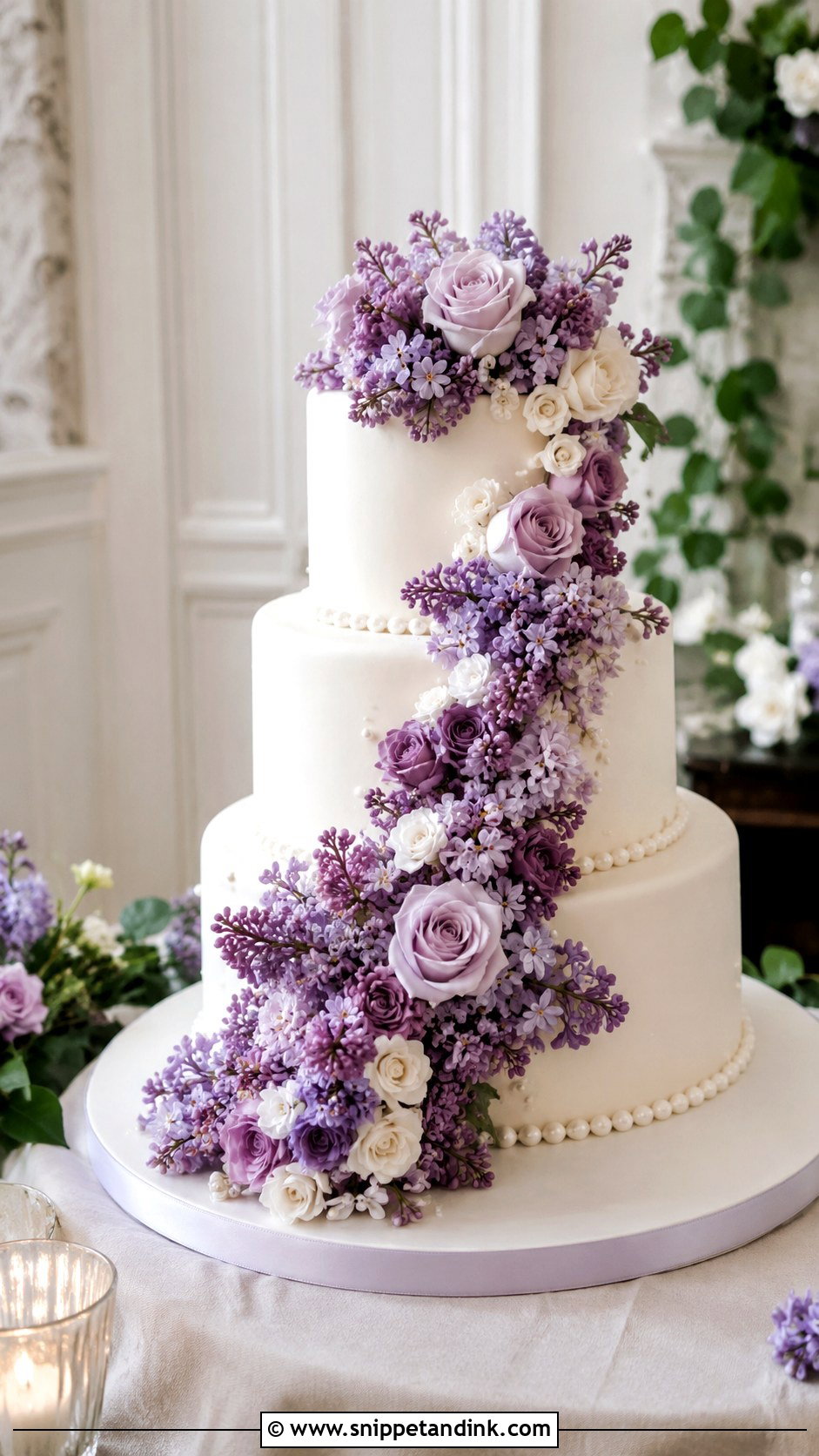 Lilac Purple Floral Wedding Cake - Snippet and Ink - 20 Lilac Purple Wedding Cake Ideas