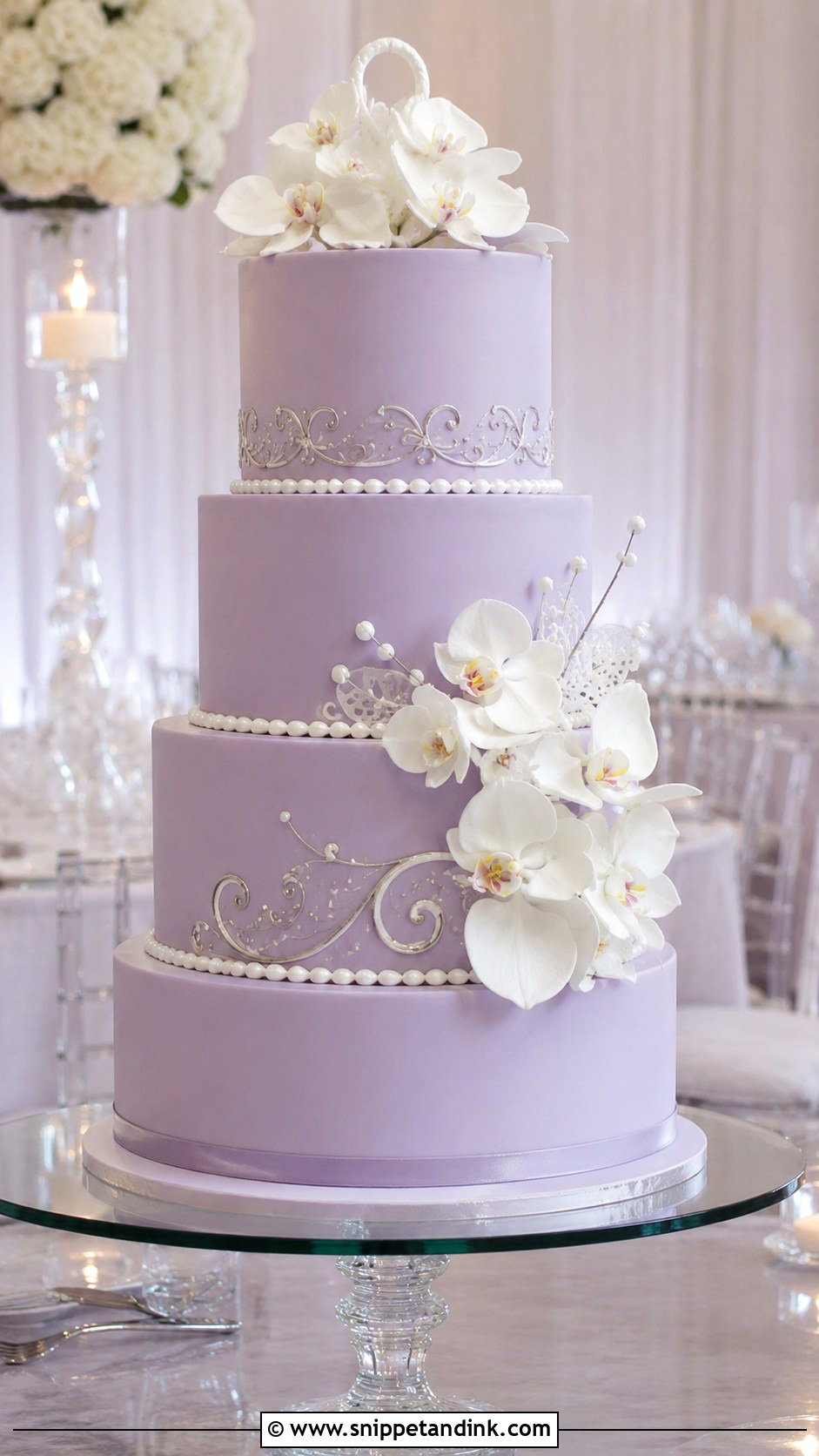 Lilac Purple Fondant Wedding Cake - Snippet and Ink - 20 Lilac Purple Wedding Cake Ideas