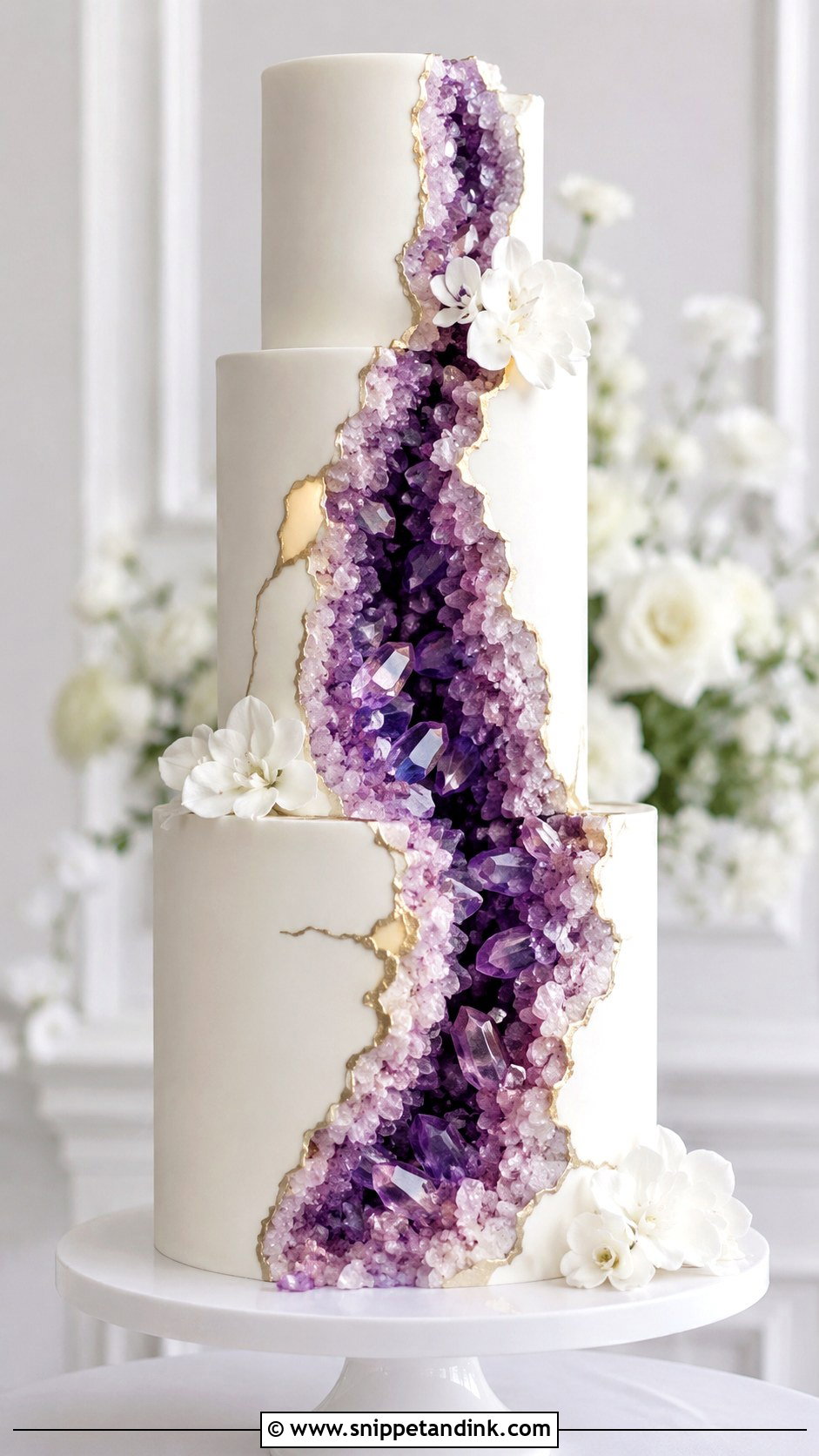 Lilac Purple Geode Wedding Cake - Snippet and Ink - 20 Lilac Purple Wedding Cake Ideas