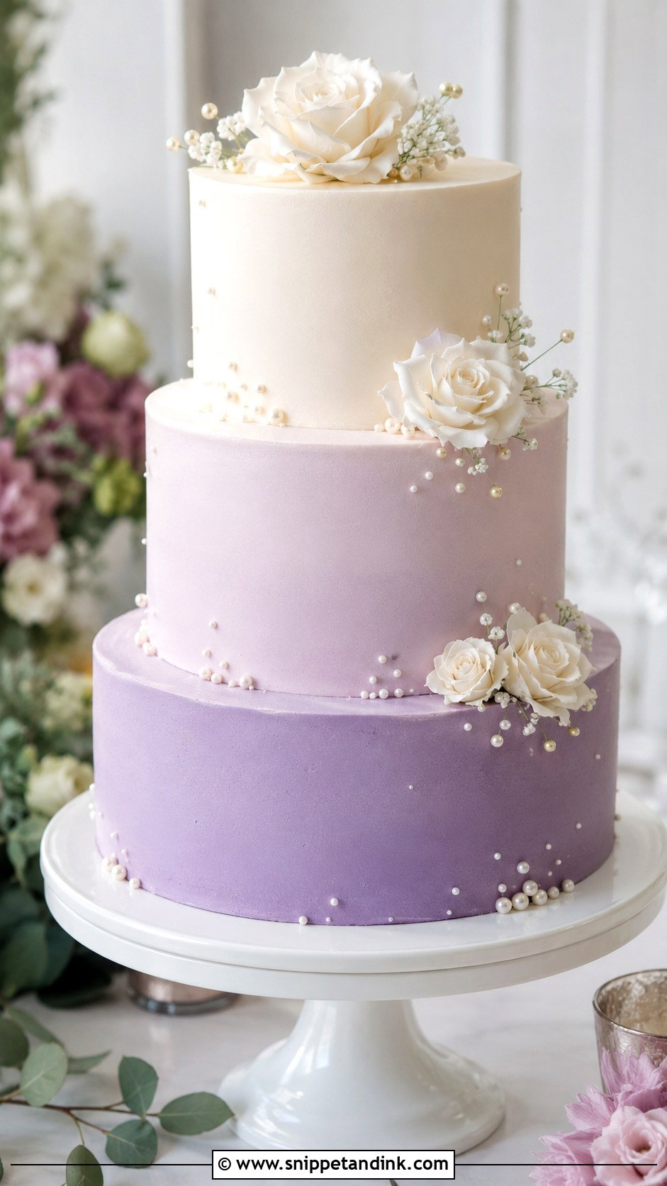Lilac Purple Ombre Wedding Cake - Snippet and Ink - 20 Lilac Purple Wedding Cake Ideas