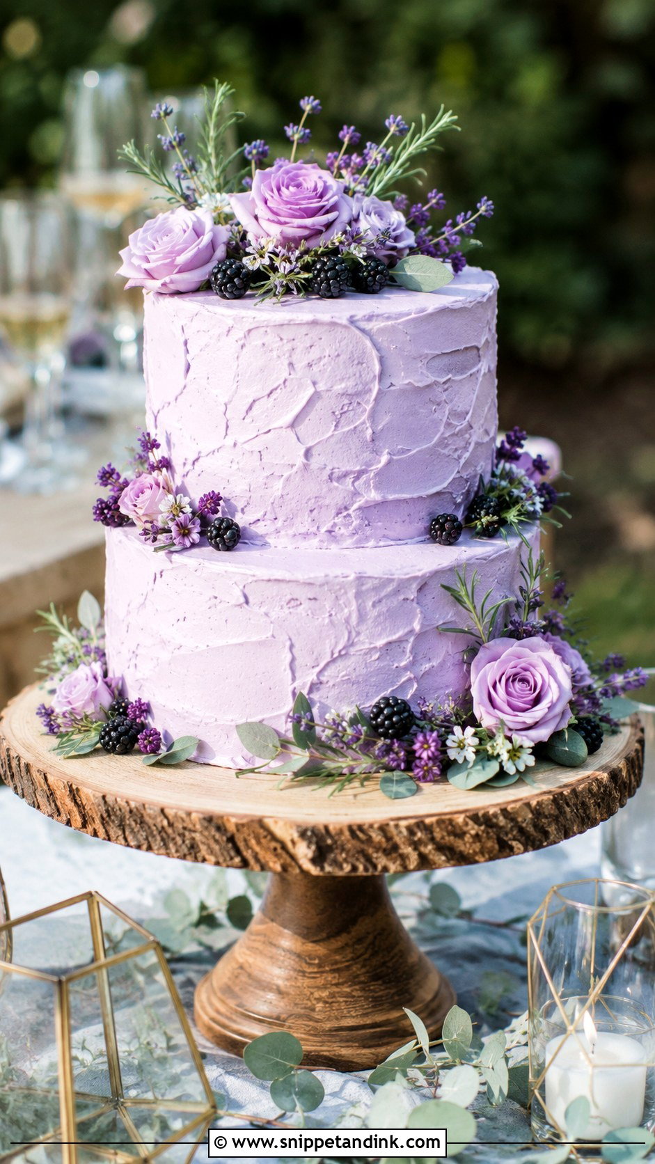 Lilac Purple Rustic Wedding Cake - Snippet and Ink - 20 Lilac Purple Wedding Cake Ideas