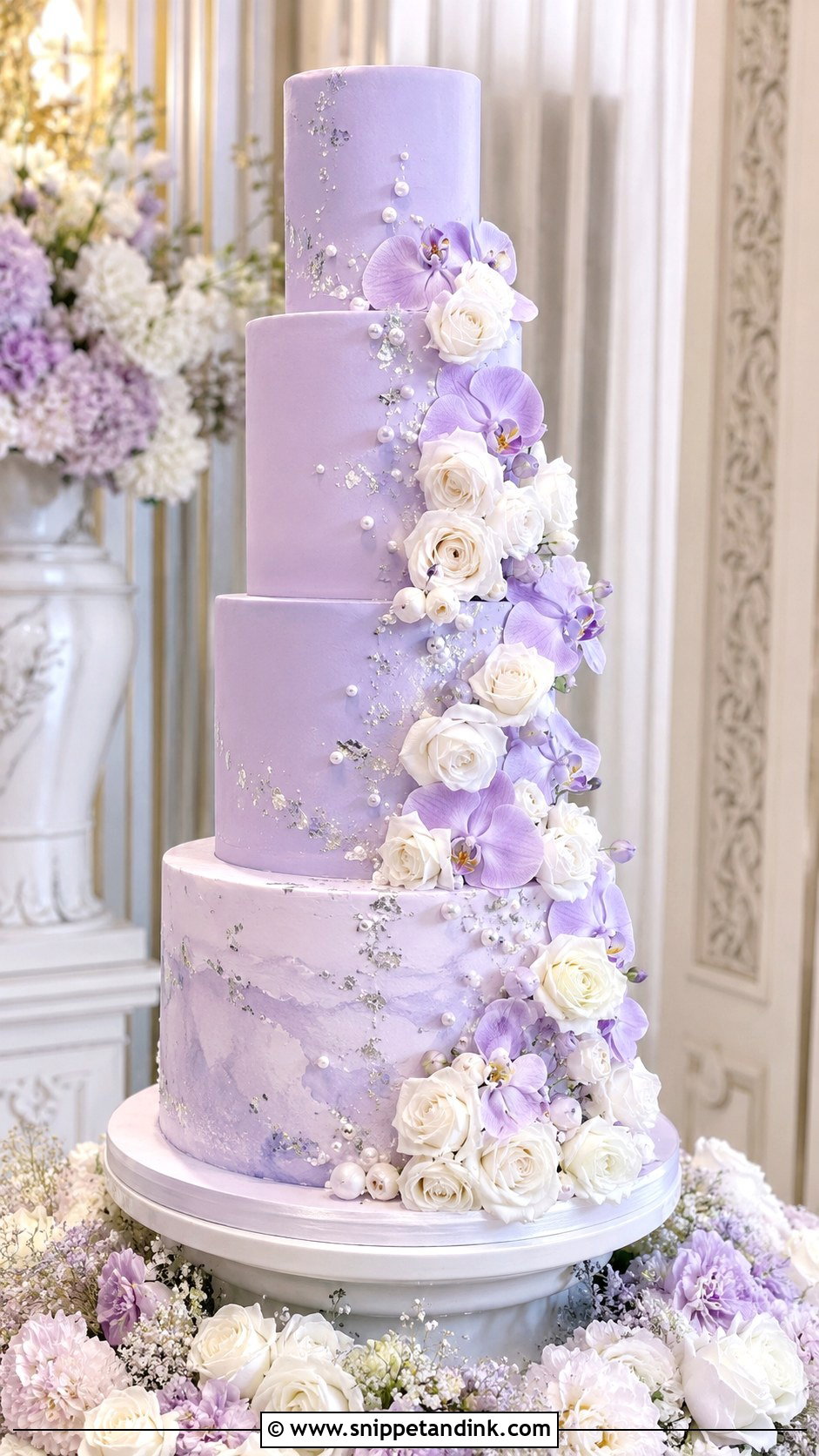Lilac Purple Tall Wedding Cake - Snippet and Ink - 20 Lilac Purple Wedding Cake Ideas