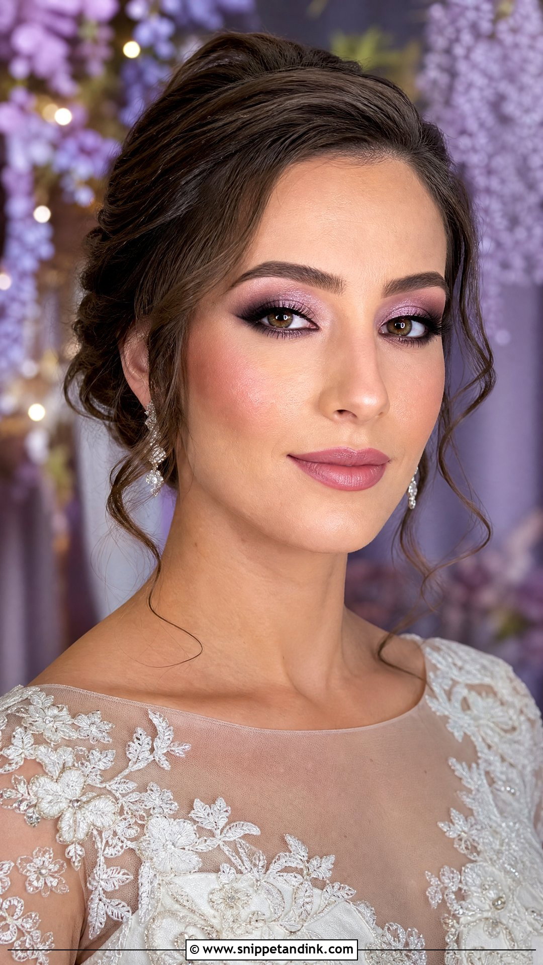 Lilac Smokey Bridal Makeup - Snippet and Ink - 20 Colorful Bridal Makeup Ideas