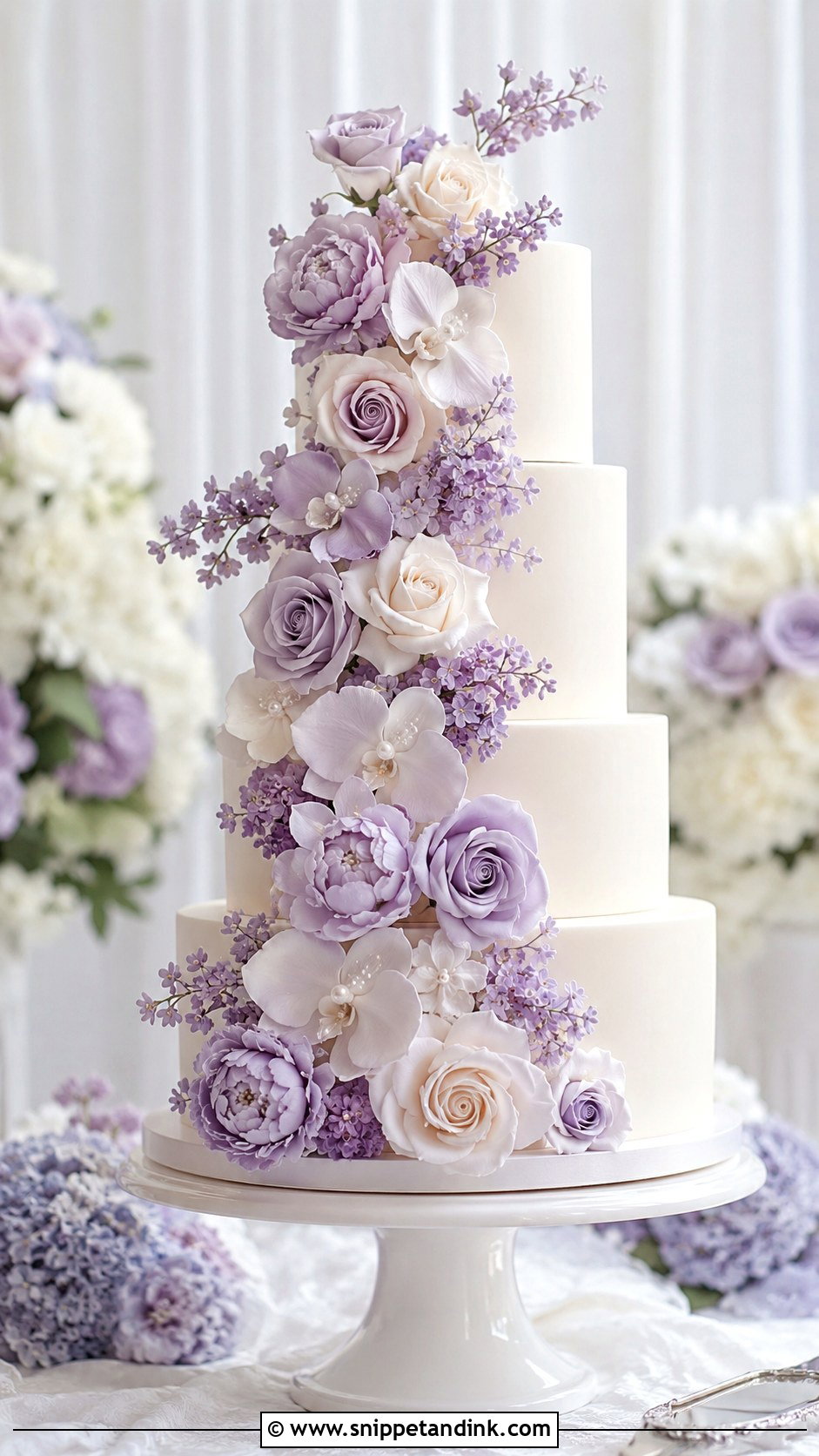 Lilac Sugar Flower Wedding Cake - Snippet and Ink - 25 Lilac Wedding Cake Ideas