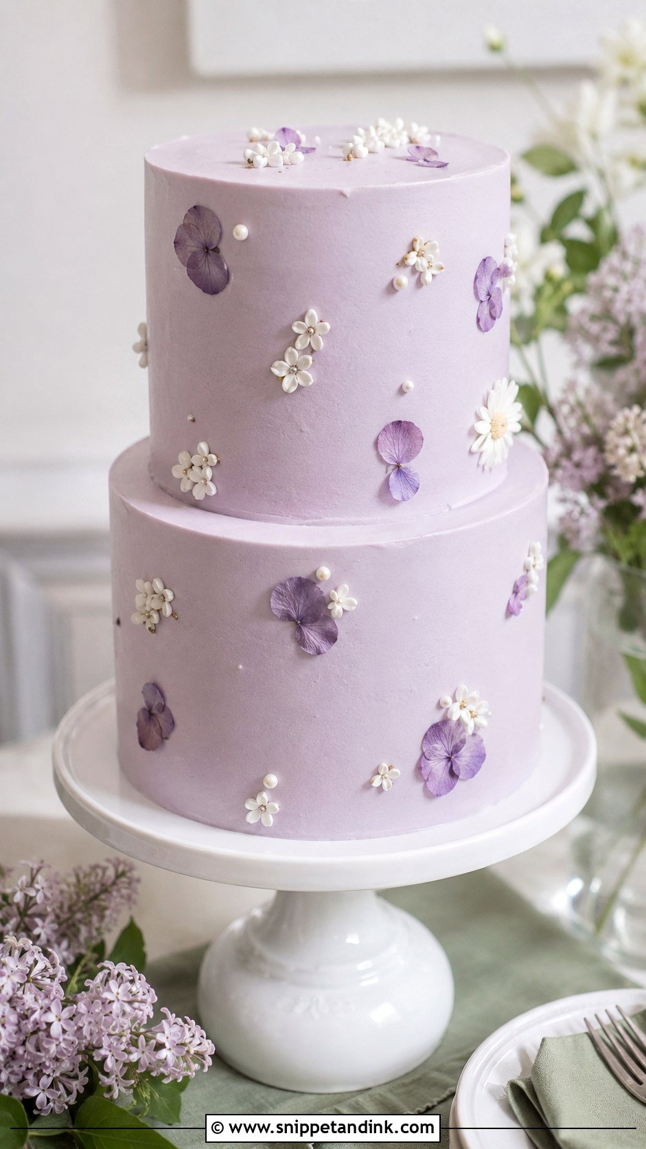 Lilac Two Tier Wedding Cake - Snippet and Ink - 20 Purple Two Tier Cake Ideas for Wedding