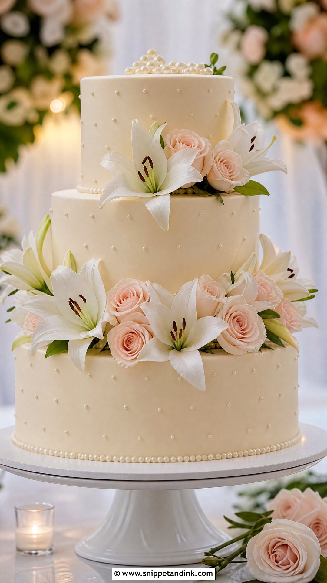 Lily And Rose Wedding Cake - Snippet and Ink - 25 Lily Flower Cake Ideas for Wedding