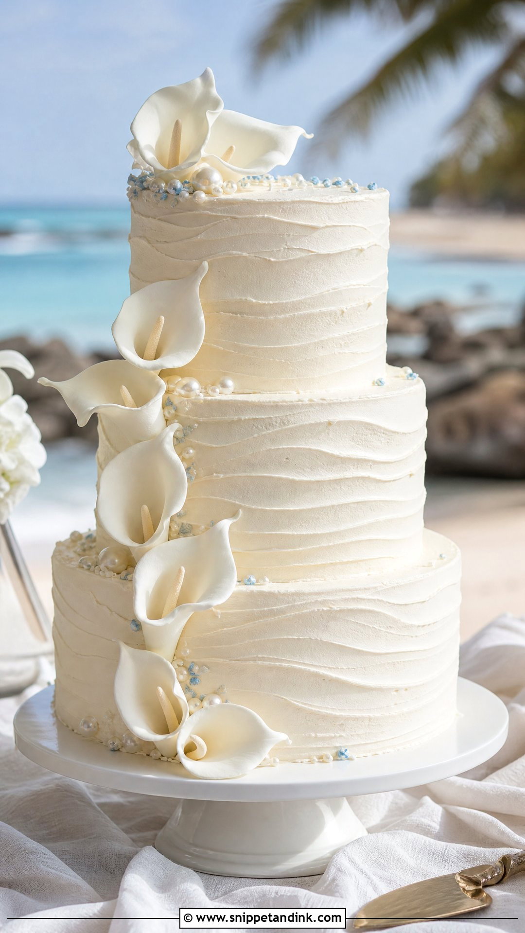 Lily Beach Wedding Cake - Snippet and Ink - 25 Lily Flower Cake Ideas for Wedding