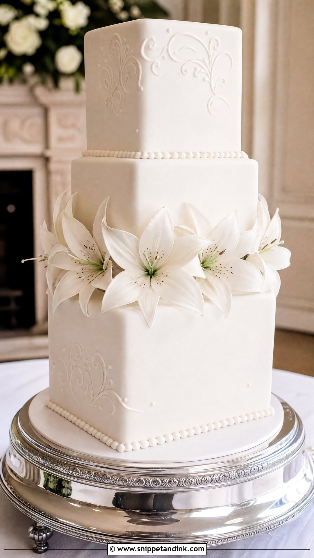 Lily Fondant Wedding Cake - Snippet and Ink - 25 Lily Flower Cake Ideas for Wedding